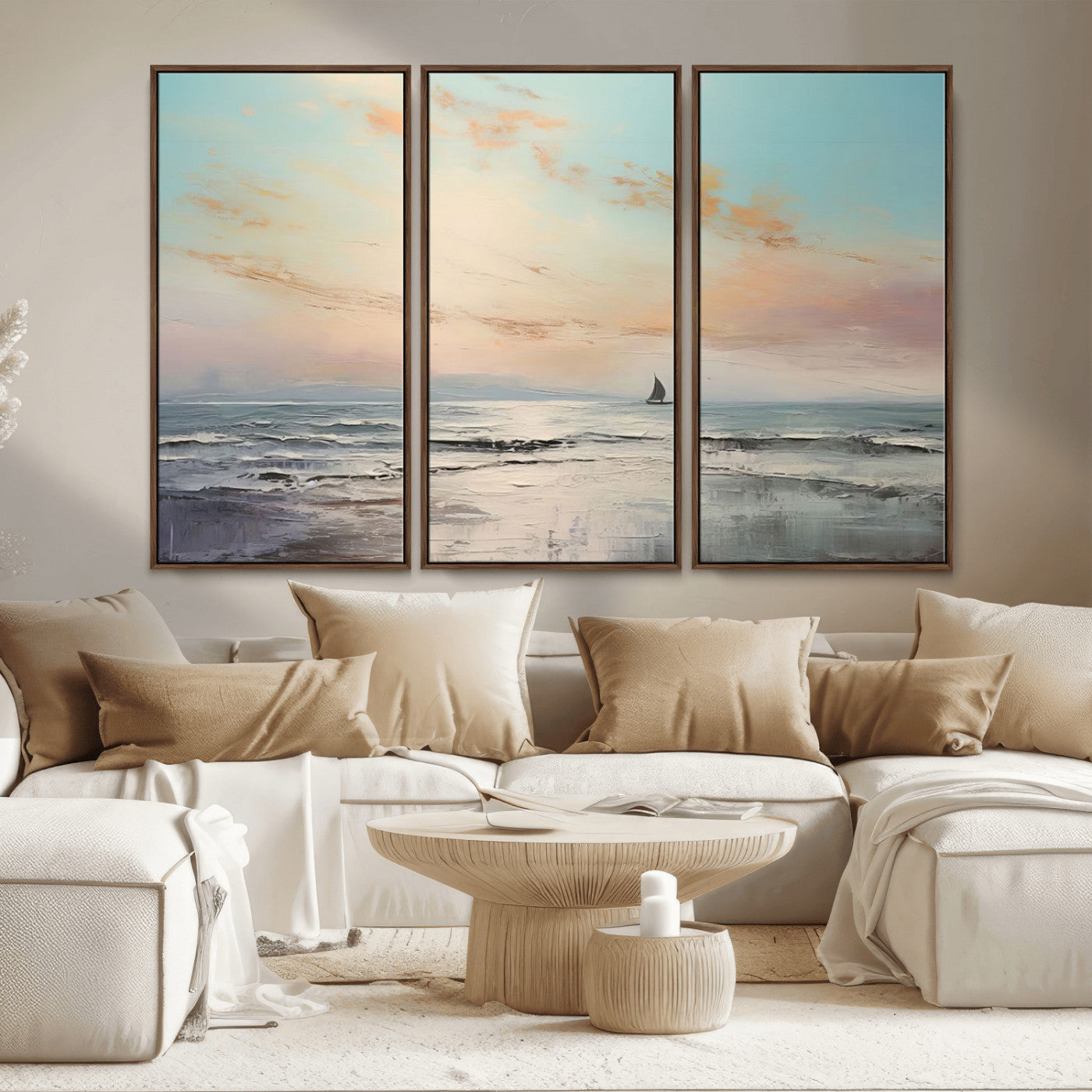 MGV-FC-48X32-3P - Abstract Ocean Wall Art -  Boat Wall Art Canvas Print