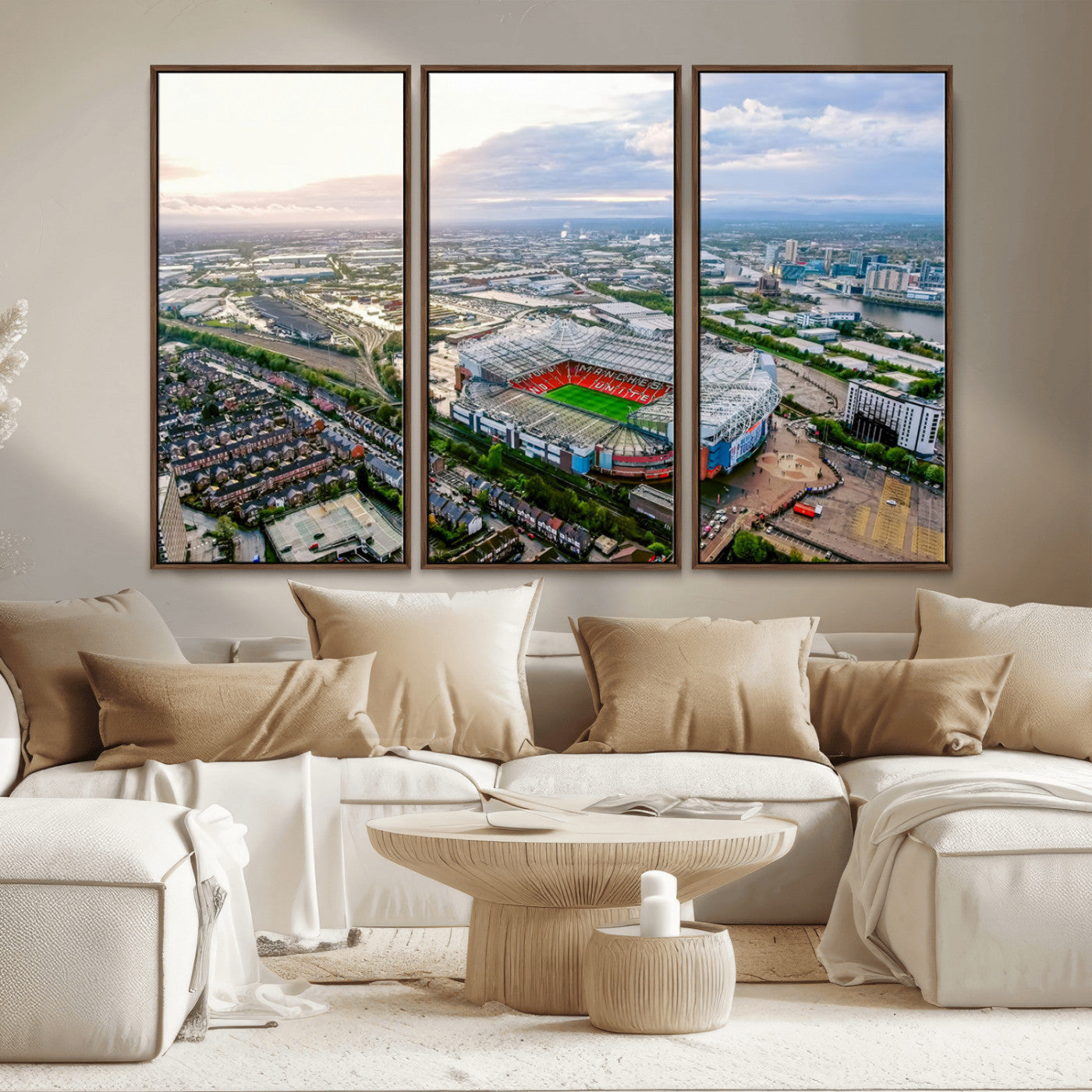 MGV-FC-48X32-3P - Old Trafford Manchester United Stadium Wall Art Canvas Print - Aerial View Stadium, Old Trafford