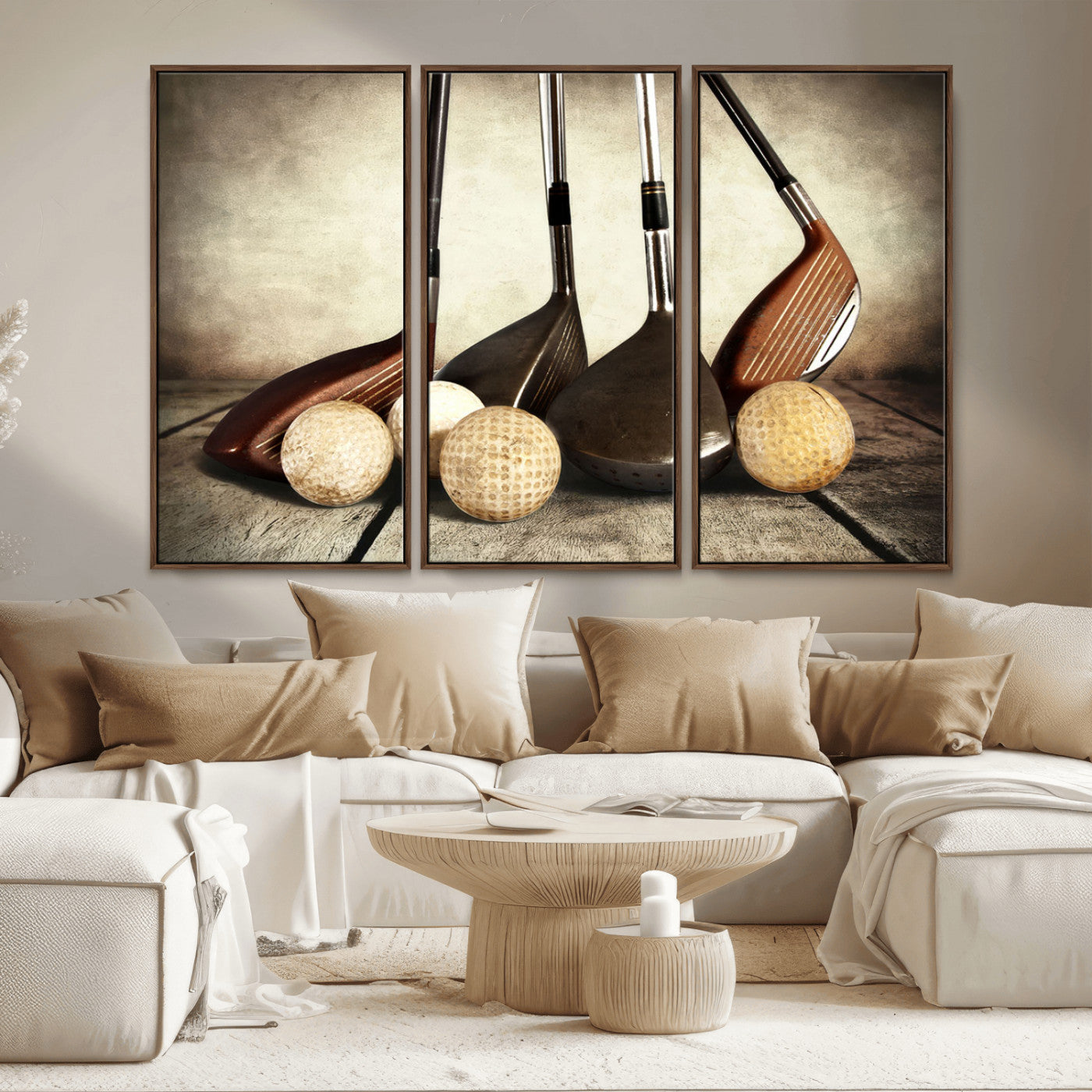 MGV-FC-48X32-3P - Vintage Golf Ball Art | Golf Decor for Man Cave or Office | Ready to Hang and Framed
