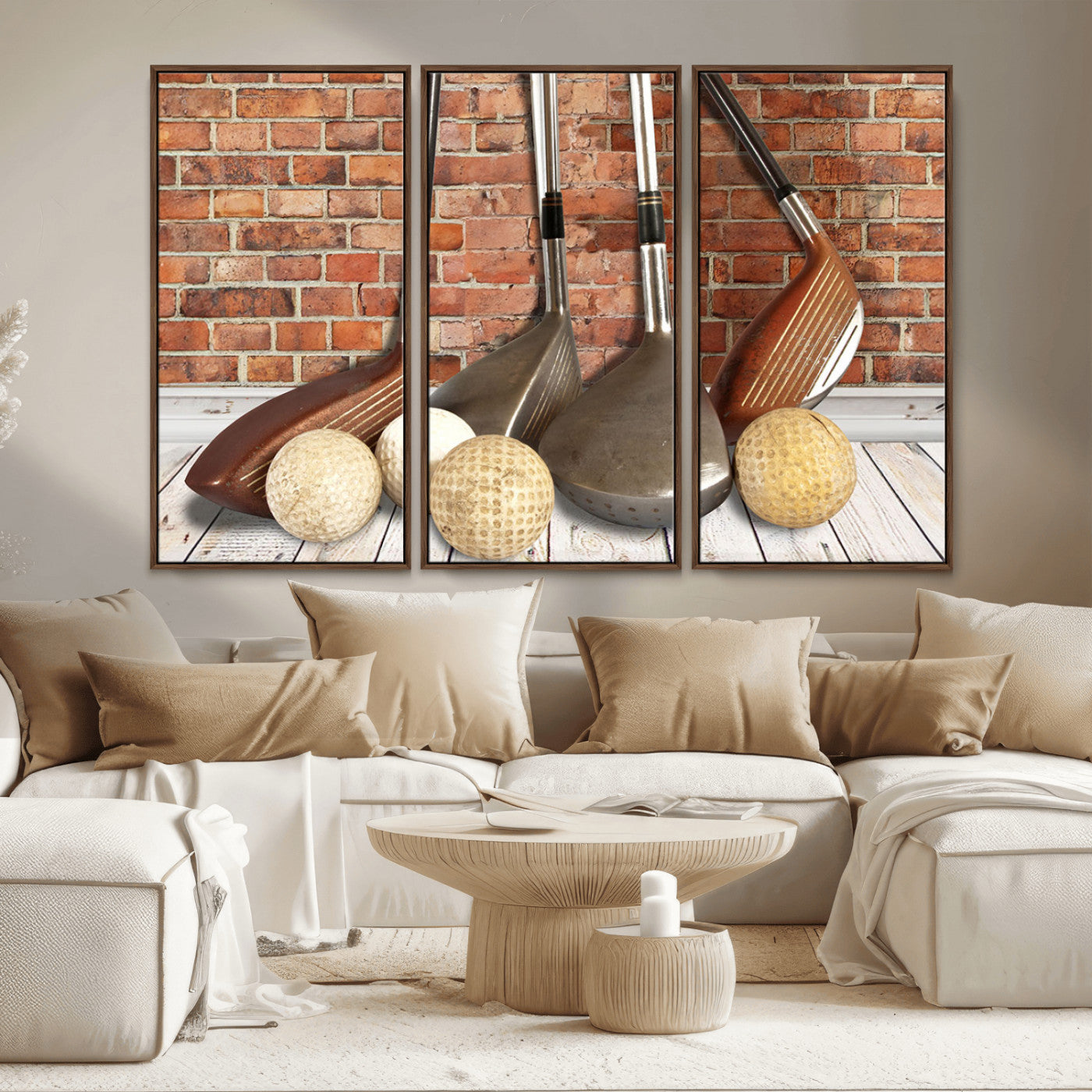MGV-FC-48X32-3P - Vintage Golf Ball Wall Art Canvas Print | Golf Decor for Man Cave or Office | Ready to Hang and