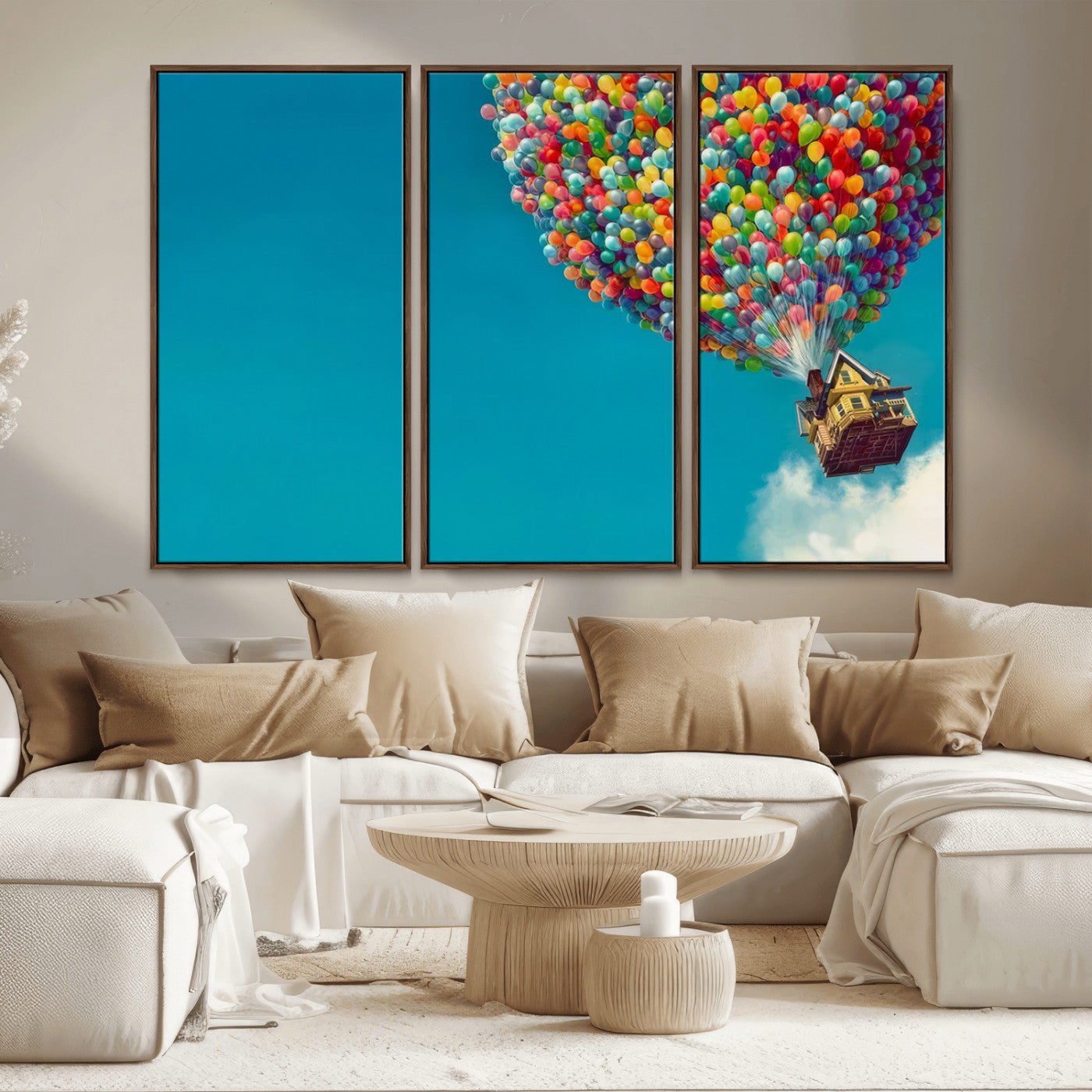 MGV-FC-48X32-3P - Carl Fredricksen, Up Movie Wall Art, Colorful Balloon House Art | Whimsical Wall Decor for Living