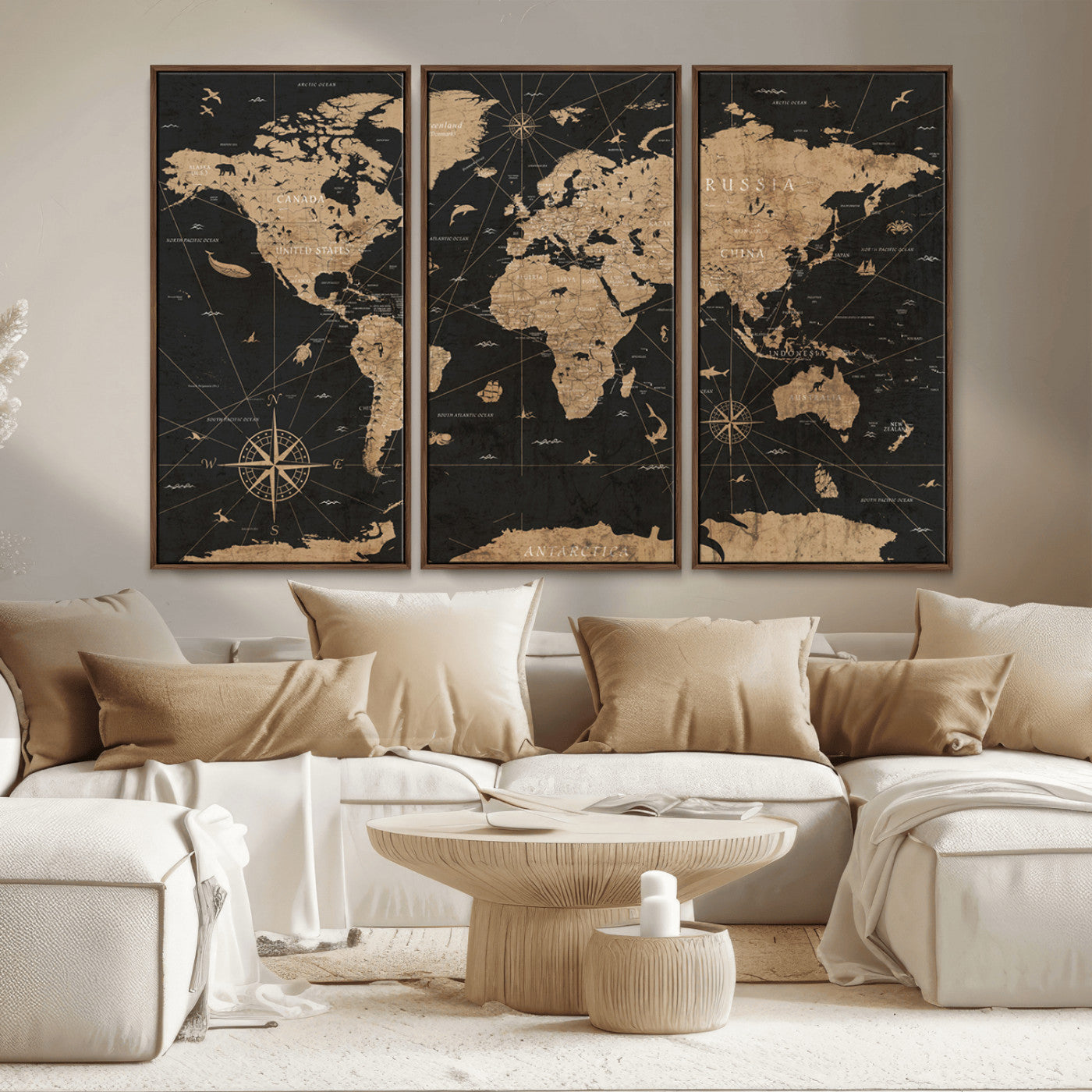 61023-MGV-CV-36X24-World Map Canvas Print – Framed Wall Art for Home Decor