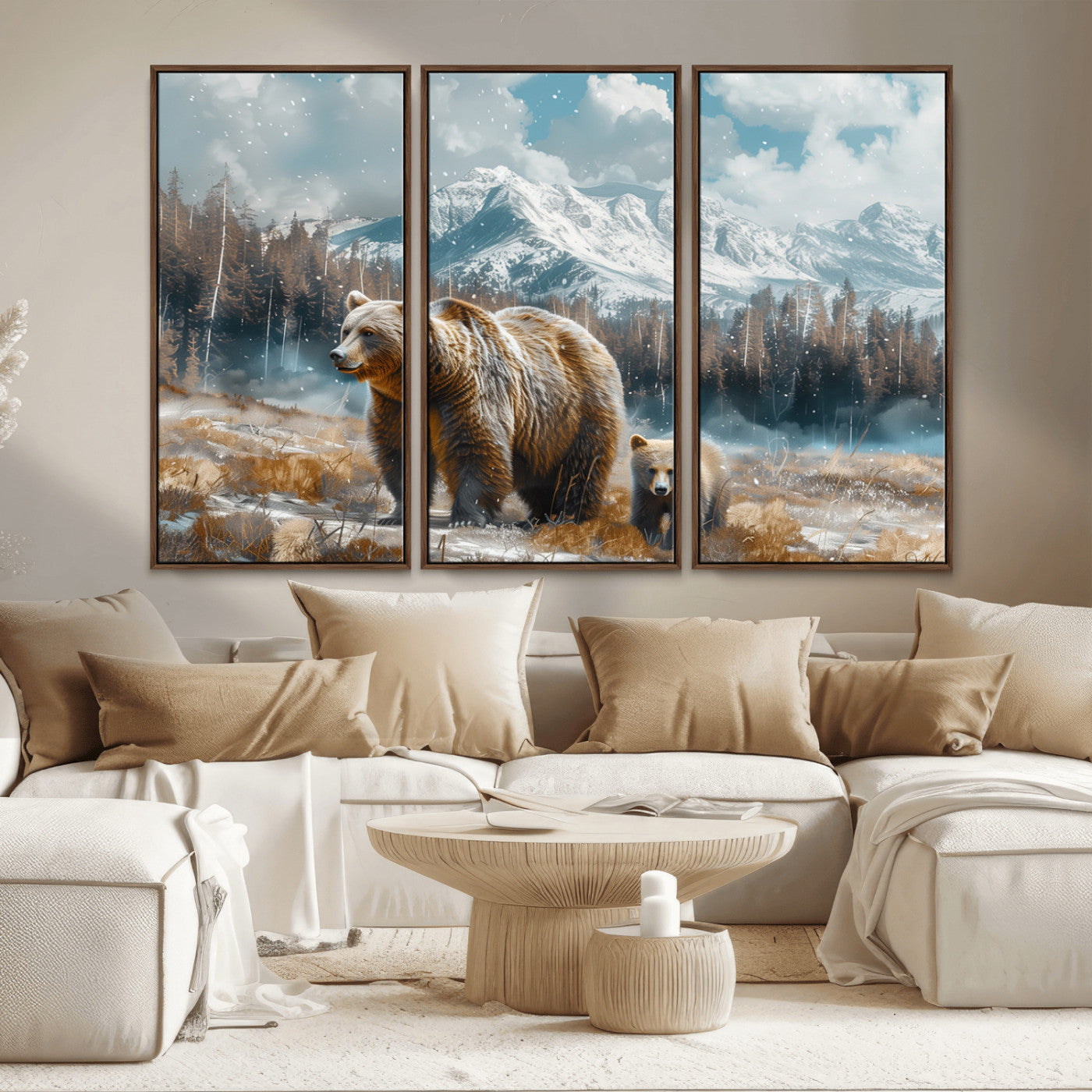 MGV-FC-48X32-3P - Bear and Baby Bear Wall Art Canvas Print
