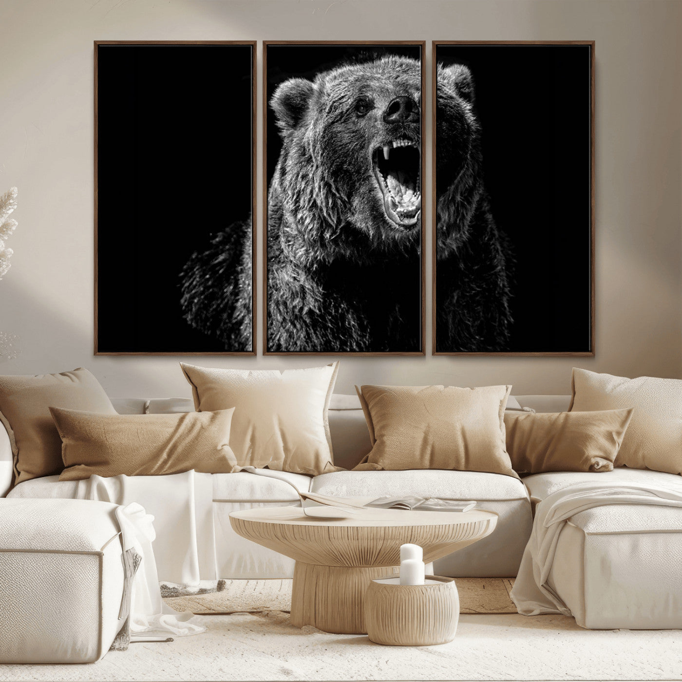 MGV-FC-48X32-3P - Bear Canvas Print | Wildlife Wall Art for Cabin Decor | Ready to Hang Framed