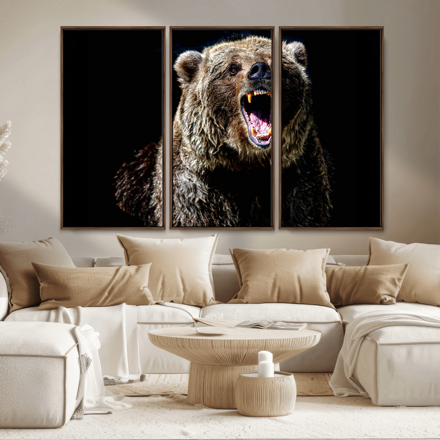 MGV-FC-48X32-3P - Grizzly Bear Canvas Print | Wildlife Wall Art for Cabin Decor | Ready to Hang Framed