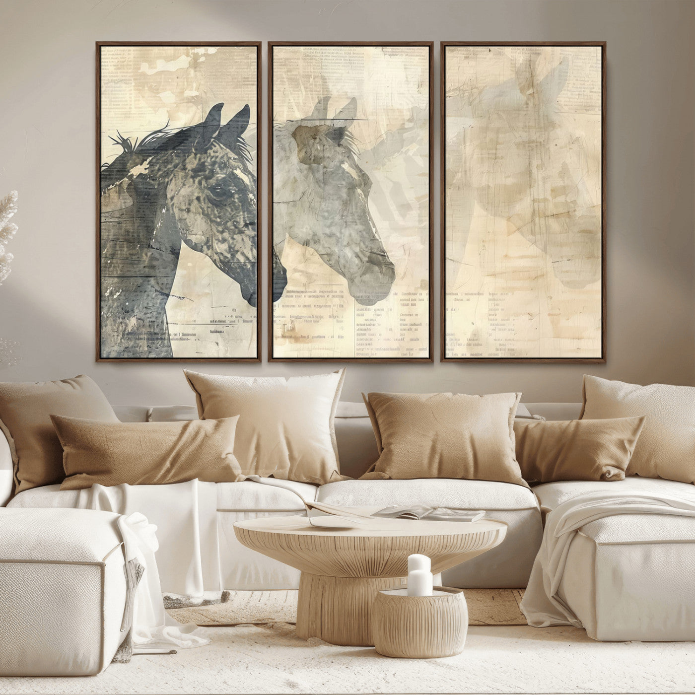 MGV-FC-48X32-3P - Abstract Horse Canvas Print | Modern Farmhouse Wall Art | Ready to Hang Framed