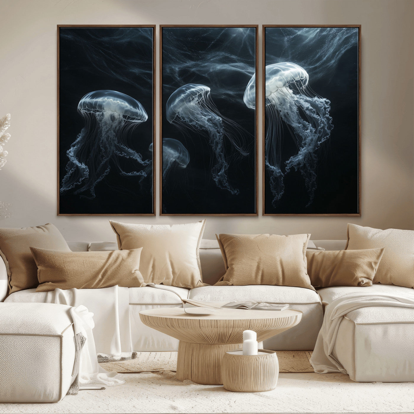 MGV-FC-48X32-3P - Jellyfish Wall Art Canvas Print, Elegant Wall Decor