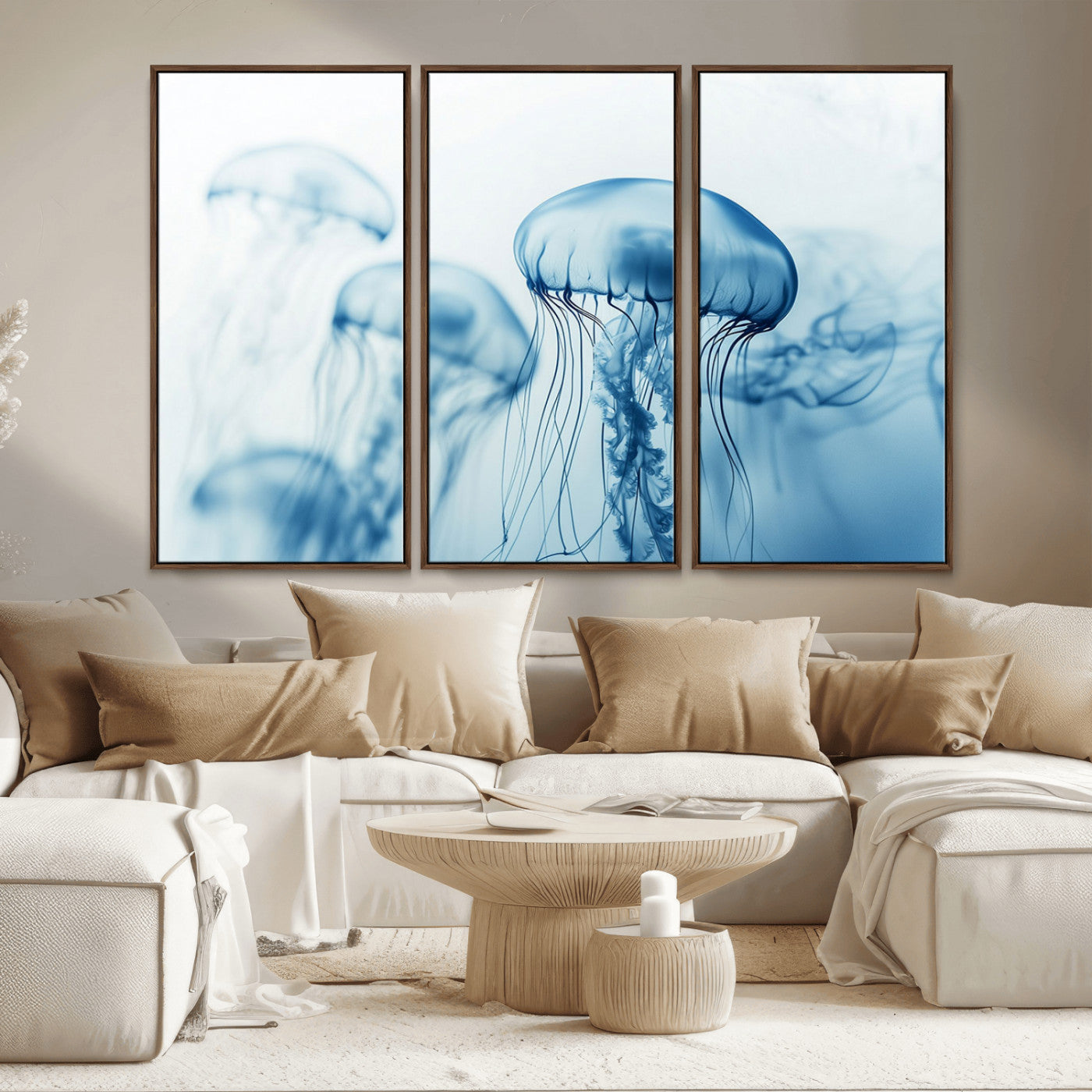 MGV-FC-48X32-3P - Blue Jellyfish Wall Art Canvas Print