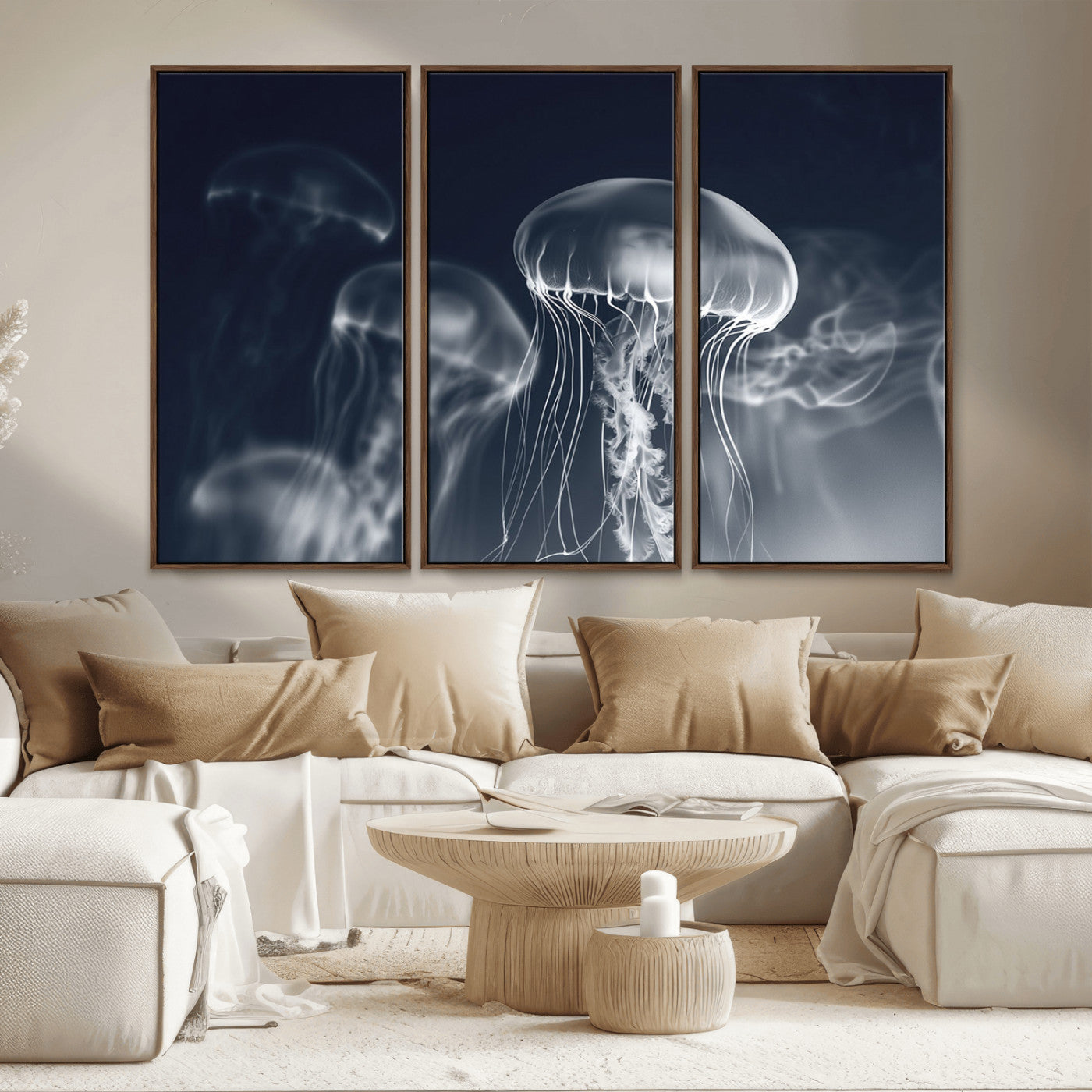 MGV-FC-48X32-3P - Jellyfish Wall Art Canvas Print, Modern Abstract Jellyfish Wall Decor