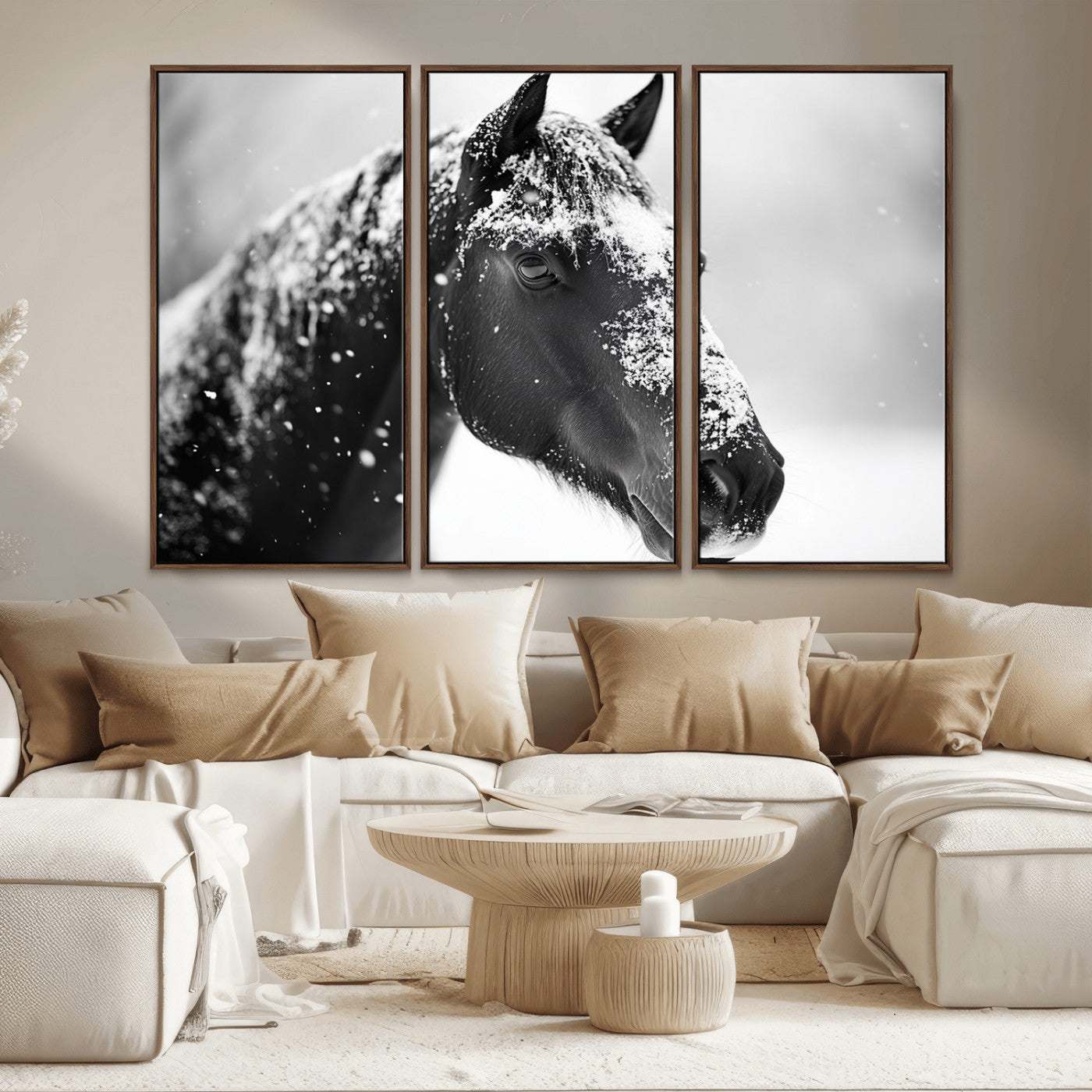 MGV-FC-48X32-3P - Horse Canvas Print - Winter Horse Snow Wall Art Canvas Print