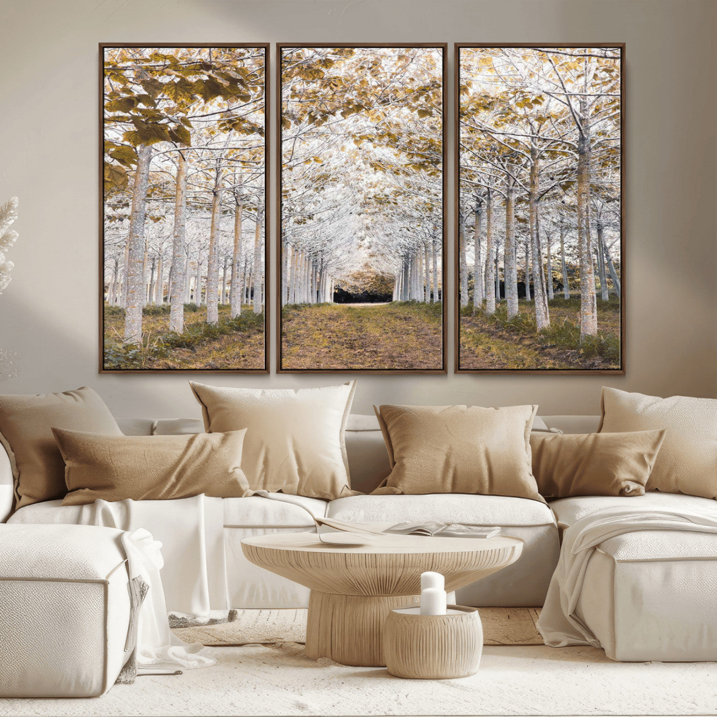 MGV-FC-48X32-3P - Forest Grove Wall Art | Serene Pathway Canvas Print | Ready to Hang and Framed Nature Wall Decor for
