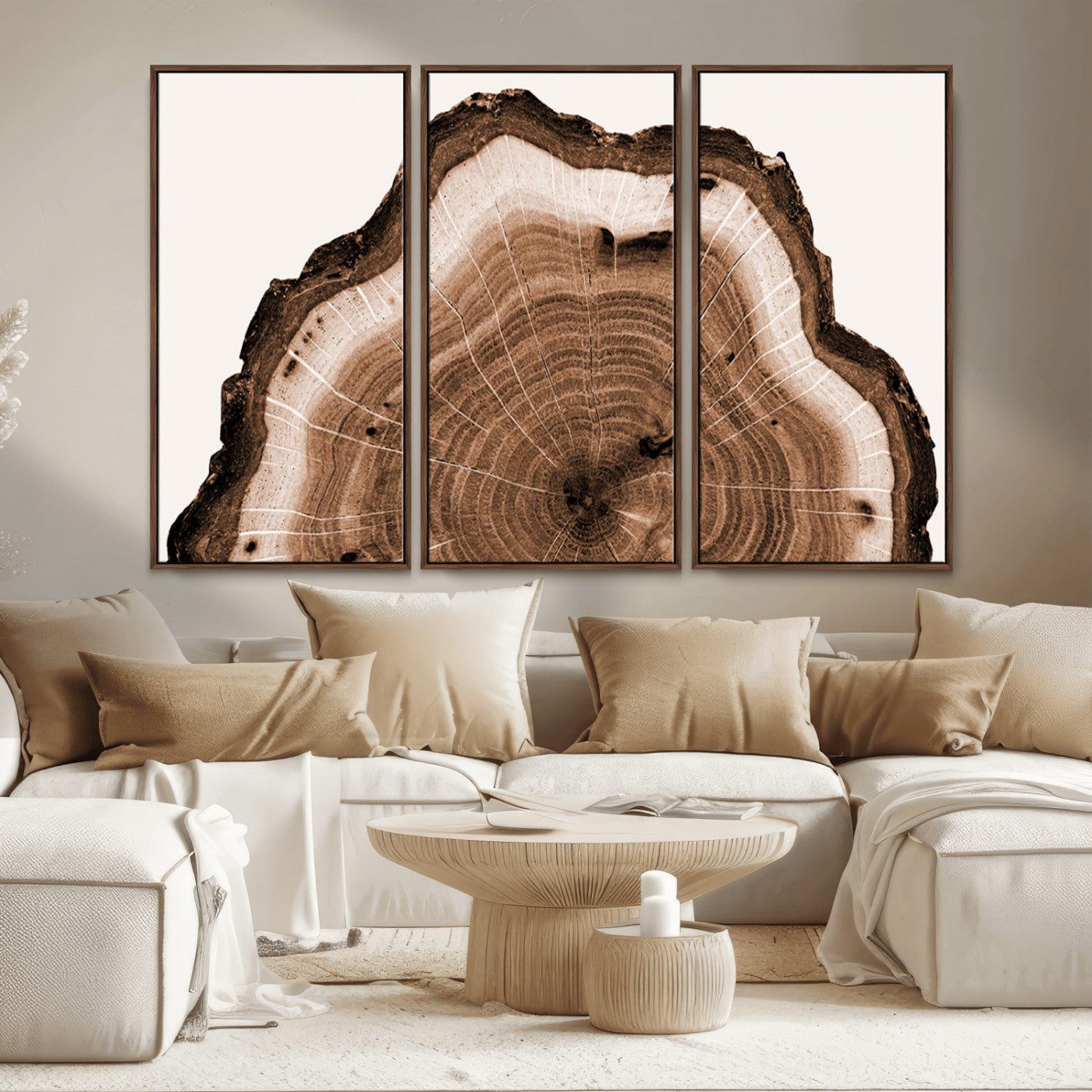 45195-MGV-CV-36X24-Rustic Wood Rings Wall Art | Nature-Inspired Tree Ring Canvas Print | Ready to Hang and Framed for