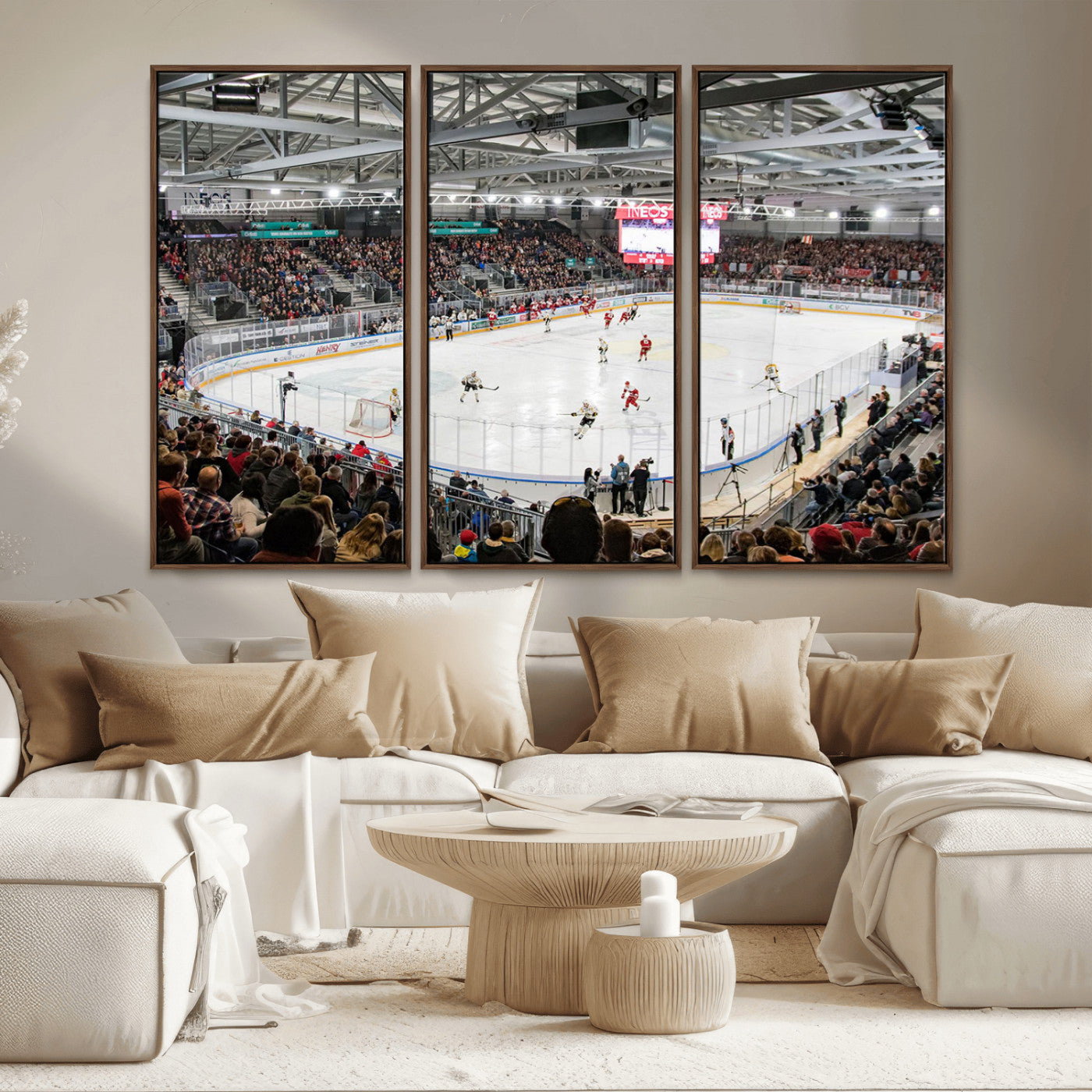 MGV-FC-48X32-3P - Lausanne Arena Ice Hockey Stadium Wall Art Canvas Print, Framed Lausanne Arena Ice Hockey Canvas