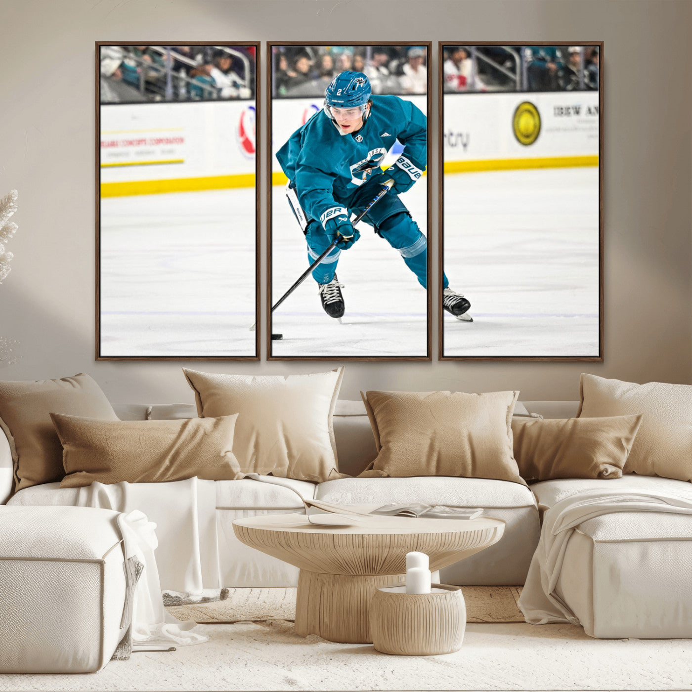 MGV-FC-48X32-3P - San Jose Sharks Ice Hockey Player Wall Art Canvas Print