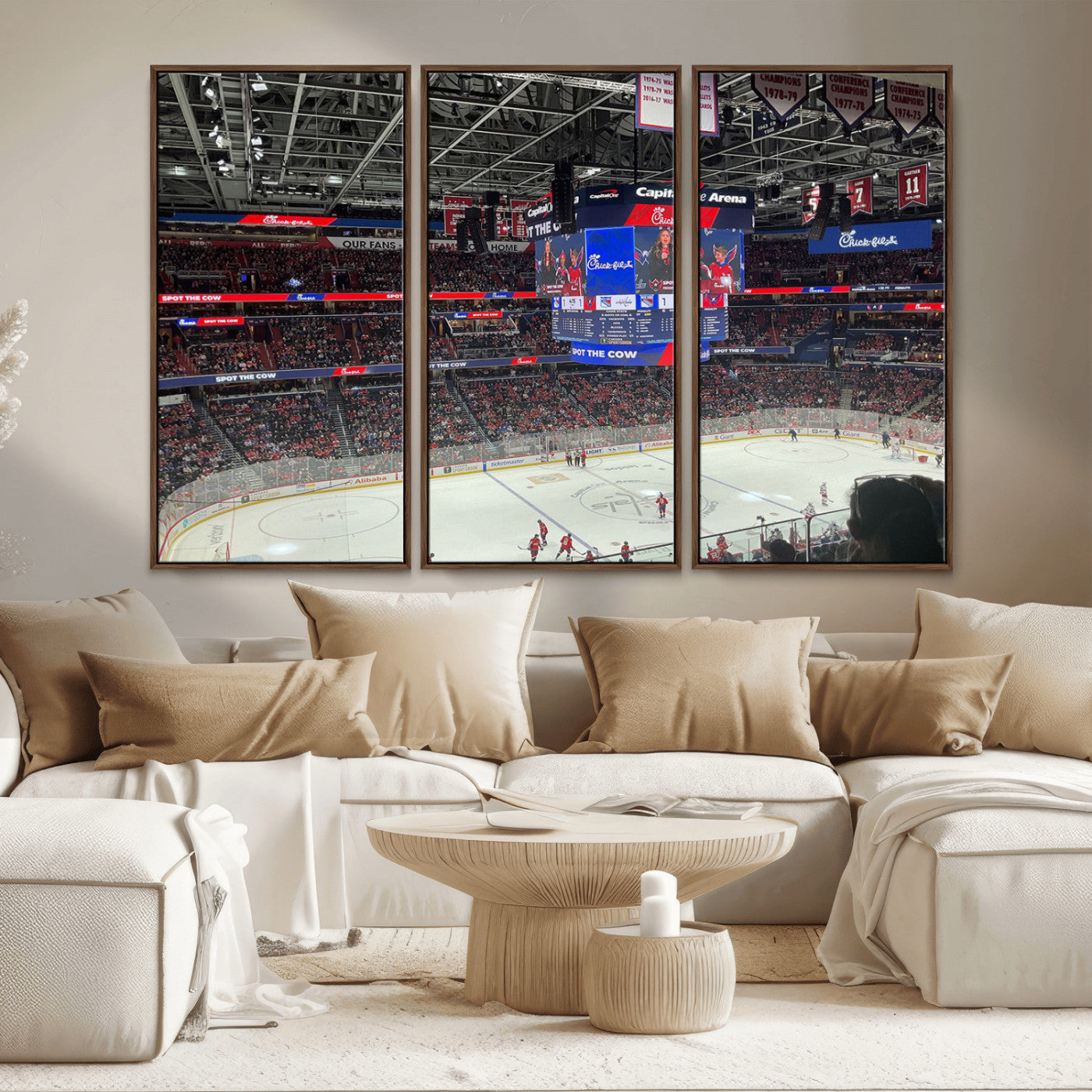 MGV-FC-48X32-3P - Washington Capitols New York Rangers Ice Hockey Game Stadium Wall Art Canvas Print