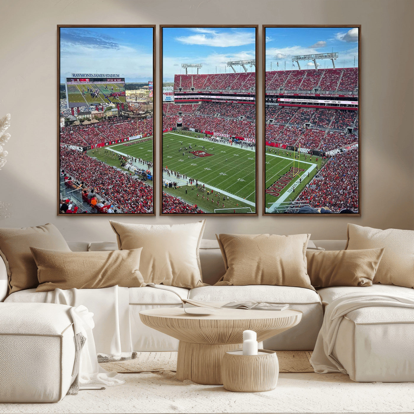 MGV-FC-48X32-3P - Florida Tampa Raymond James Stadium Wall Art Canvas Print - NFL Football Stadium Print Canvas