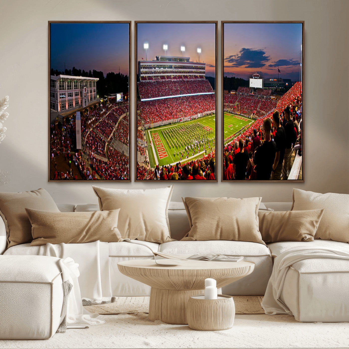 MGV-FC-48X32-3P - NC State Wolfpack Football Team Print - Raleigh Carter-Finley Stadium Wall Art Canvas Print