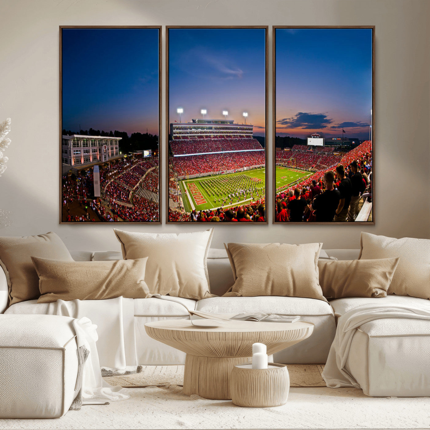 MGV-FC-48X32-3P - NC State Wolfpack Football Team Print - Raleigh Carter-Finley Stadium Wall Art Canvas Print