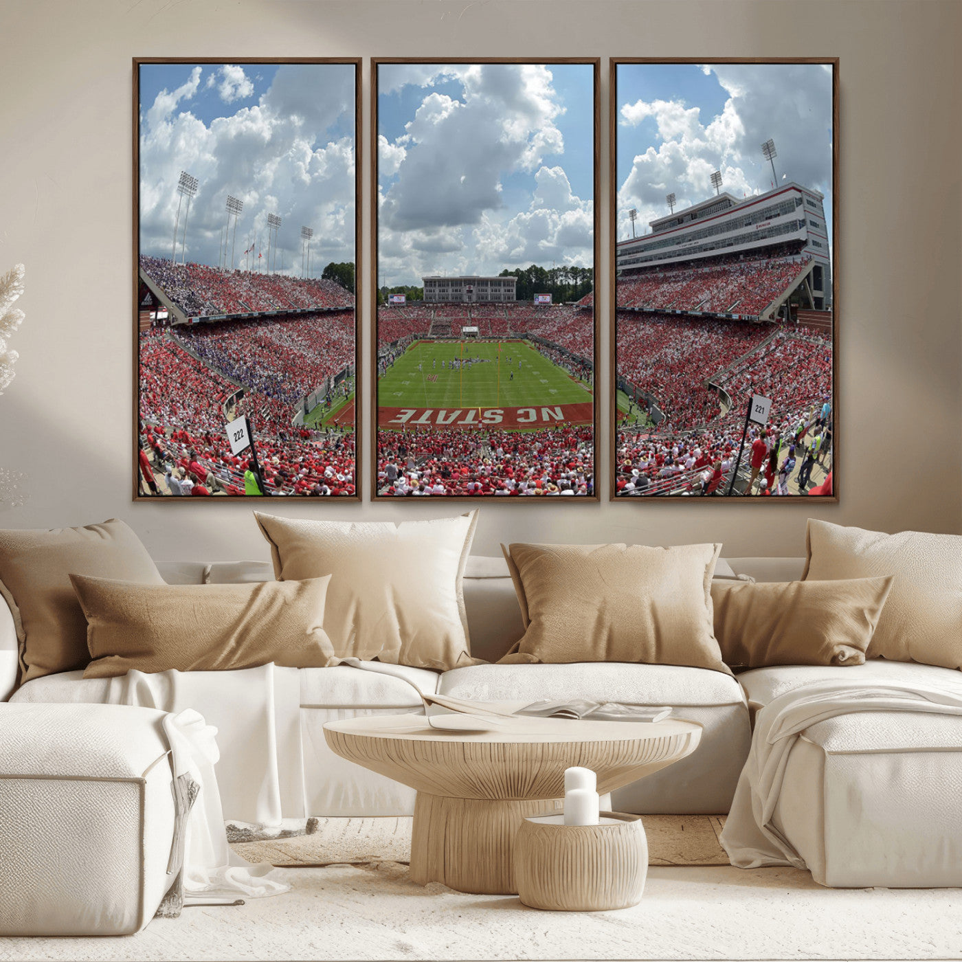 MGV-FC-48X32-3P - NC State Wolfpack Football Team Print Canvas- Raleigh Carter-Finley Stadium Wall Art Canvas Print