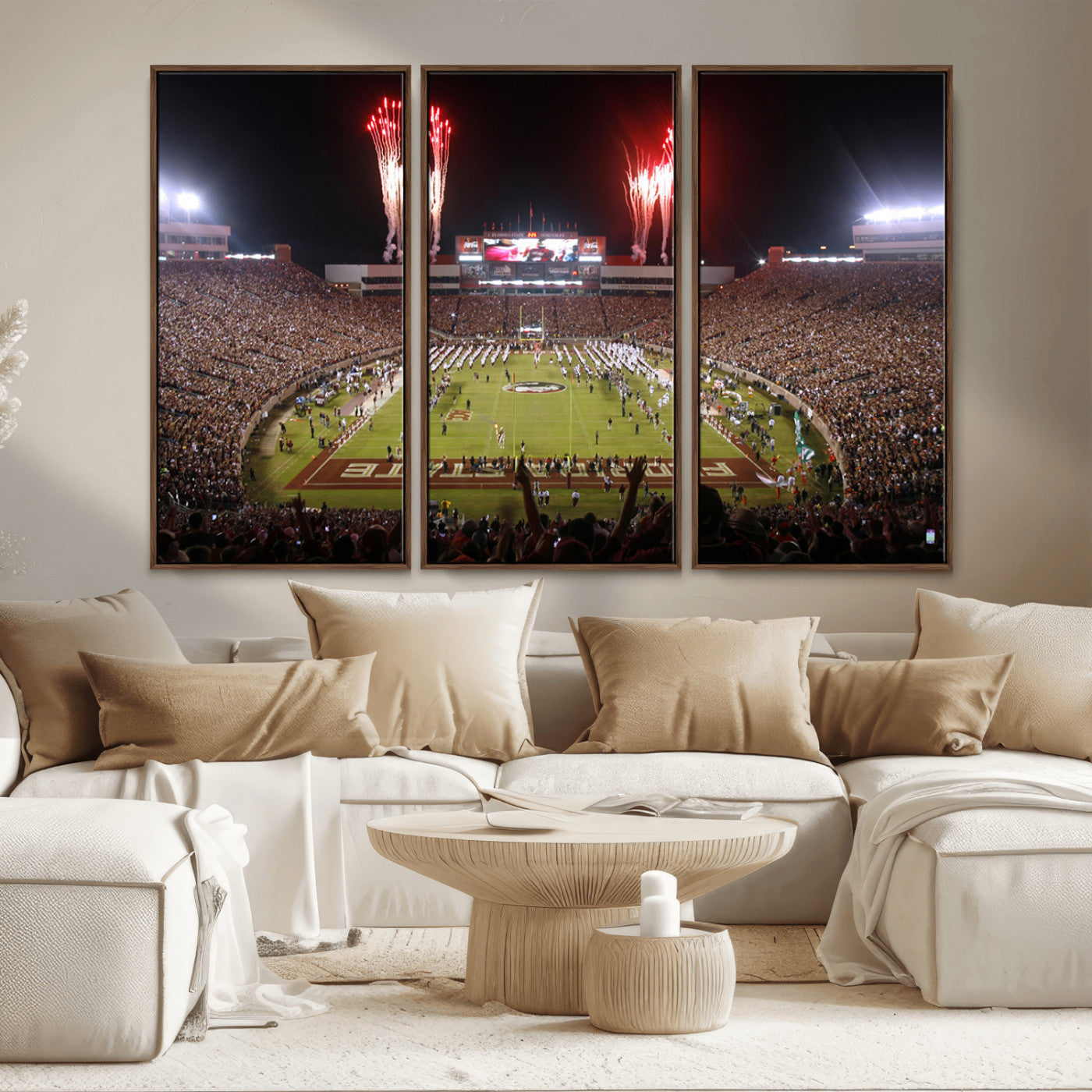MGV-FC-48X32-3P - Framed Florida State Seminoles Football Team Print - Tallahassee Doak Campbell Stadium Wall Art