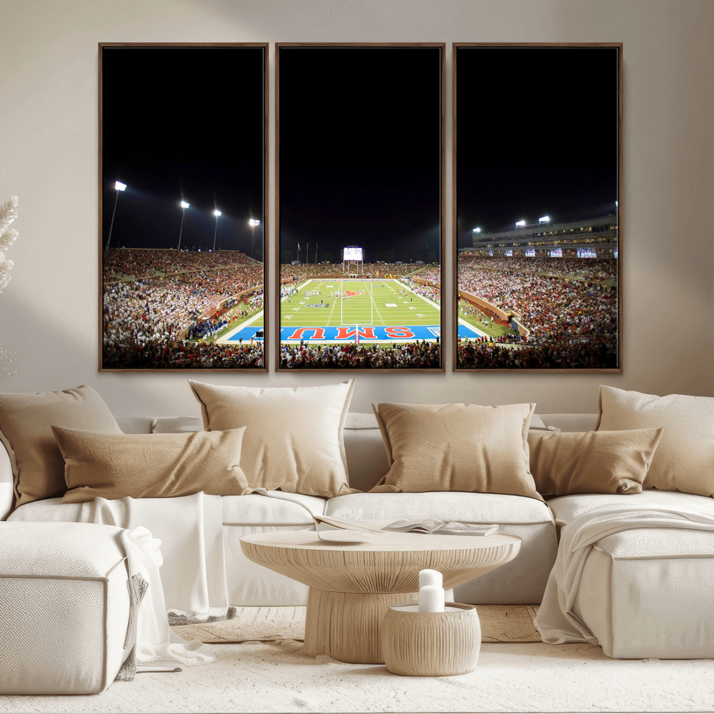 MGV-FC-48X32-3P - SMU Mustangs Football Team Print - Dallas Gerald J. Ford Stadium Wall Art Canvas Print