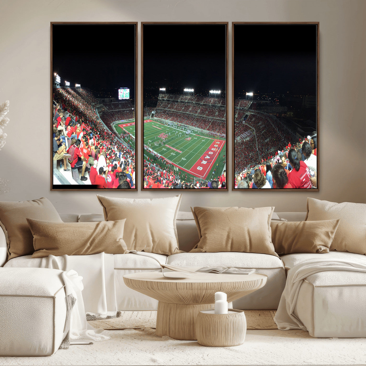 MGV-FC-48X32-3P - Houston Cougars Football Team Print - Houston TDECU Stadium Wall Art Canvas Print
