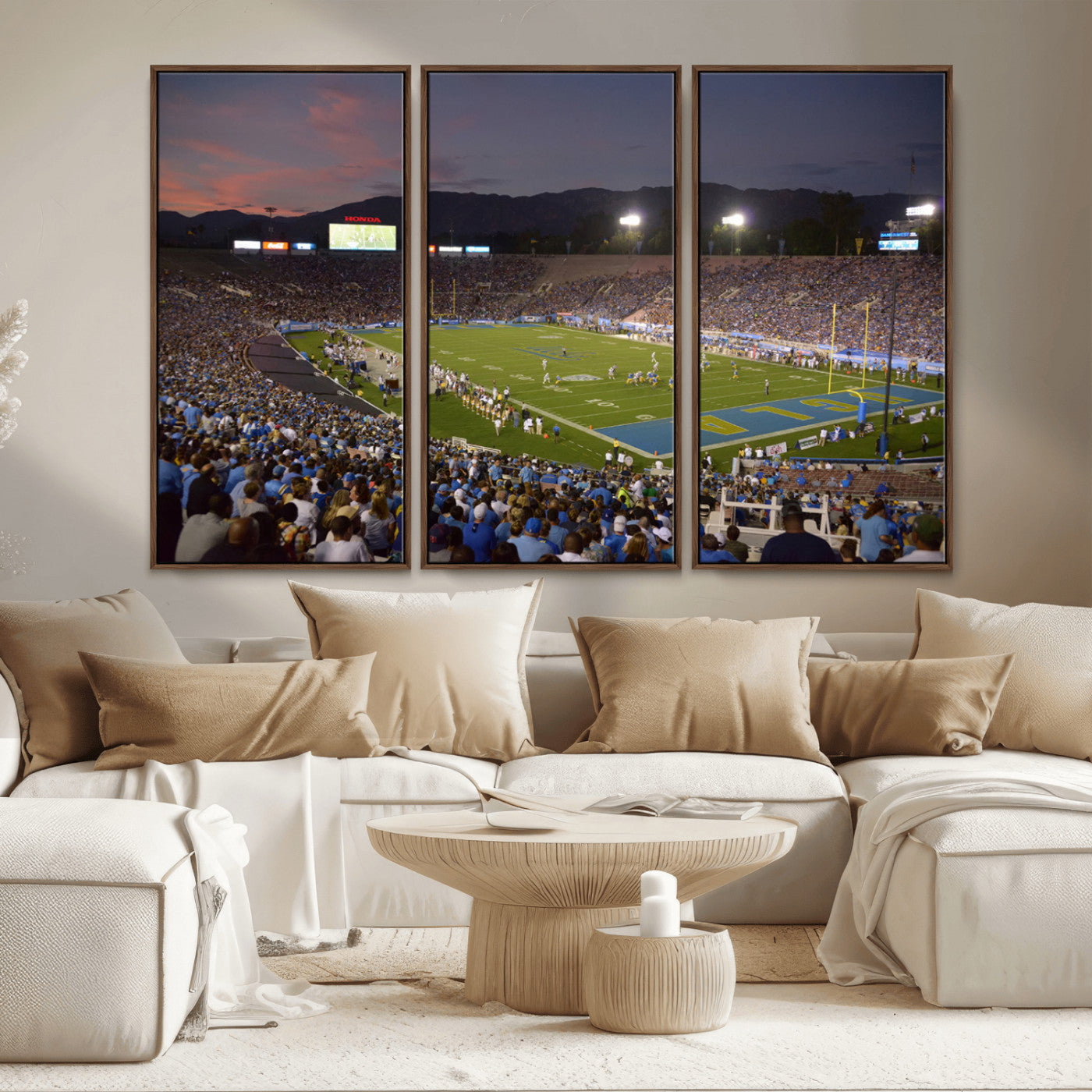 MGV-FC-48X32-3P - UCLA Bruins Football Team Print - Pasadena Rose Bowl Stadium Wall Art Canvas Print