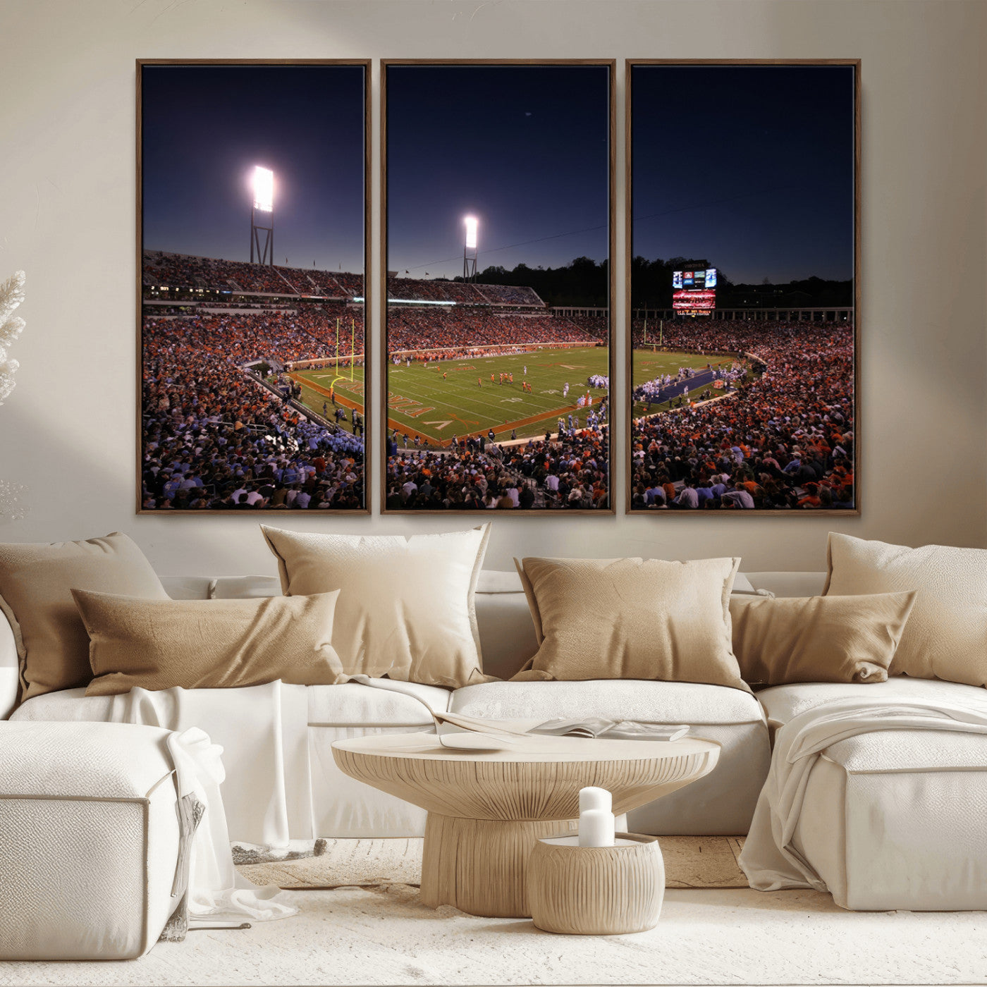 MGV-FC-48X32-3P - Virginia Cavaliers Football Team Print - Charlottesville Scott Stadium Canvas Print Wall Art