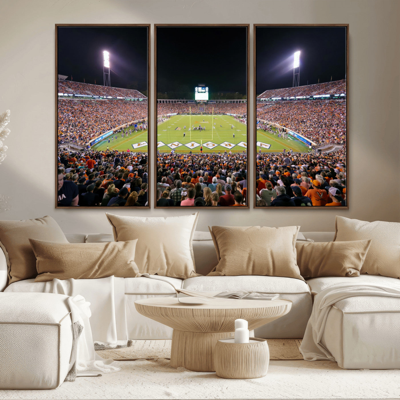 MGV-FC-48X32-3P - Virginia Cavaliers Football Team Print - Charlottesville Scott Stadium Wall Art Canvas Print