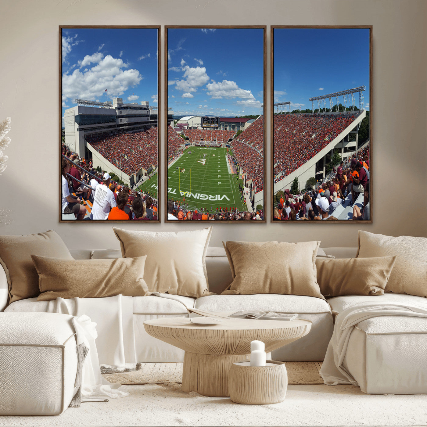 MGV-FC-48X32-3P - Virginia Tech Hokies Football Team Print - Blacksburg Lane Stadium Wall Art Canvas Print