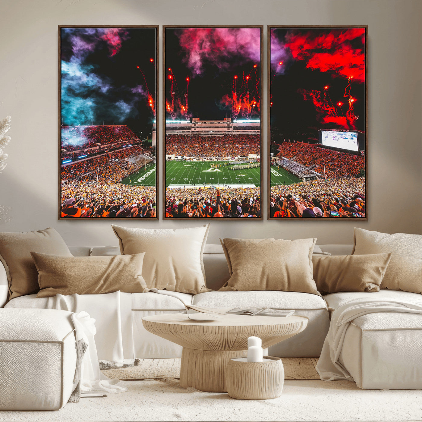 MGV-FC-48X32-3P - Virginia Tech Hokies Football Team Print - Blacksburg Lane Stadium Wall Art Canvas Print