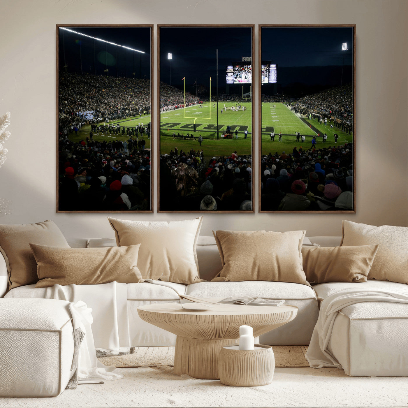 MGV-FC-48X32-3P - Purdue Boilermakers Football Team Print - West Lafayette Ross–Ade Stadium Wall Art Canvas Print