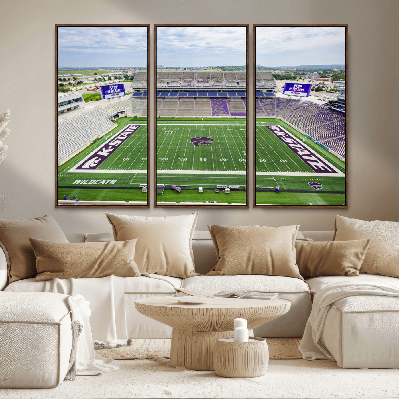 MGV-FC-48X32-3P - KState Wildcats Football Team Print - Manhattan Bill Snyder Family Football Stadium Wall Art Canvas