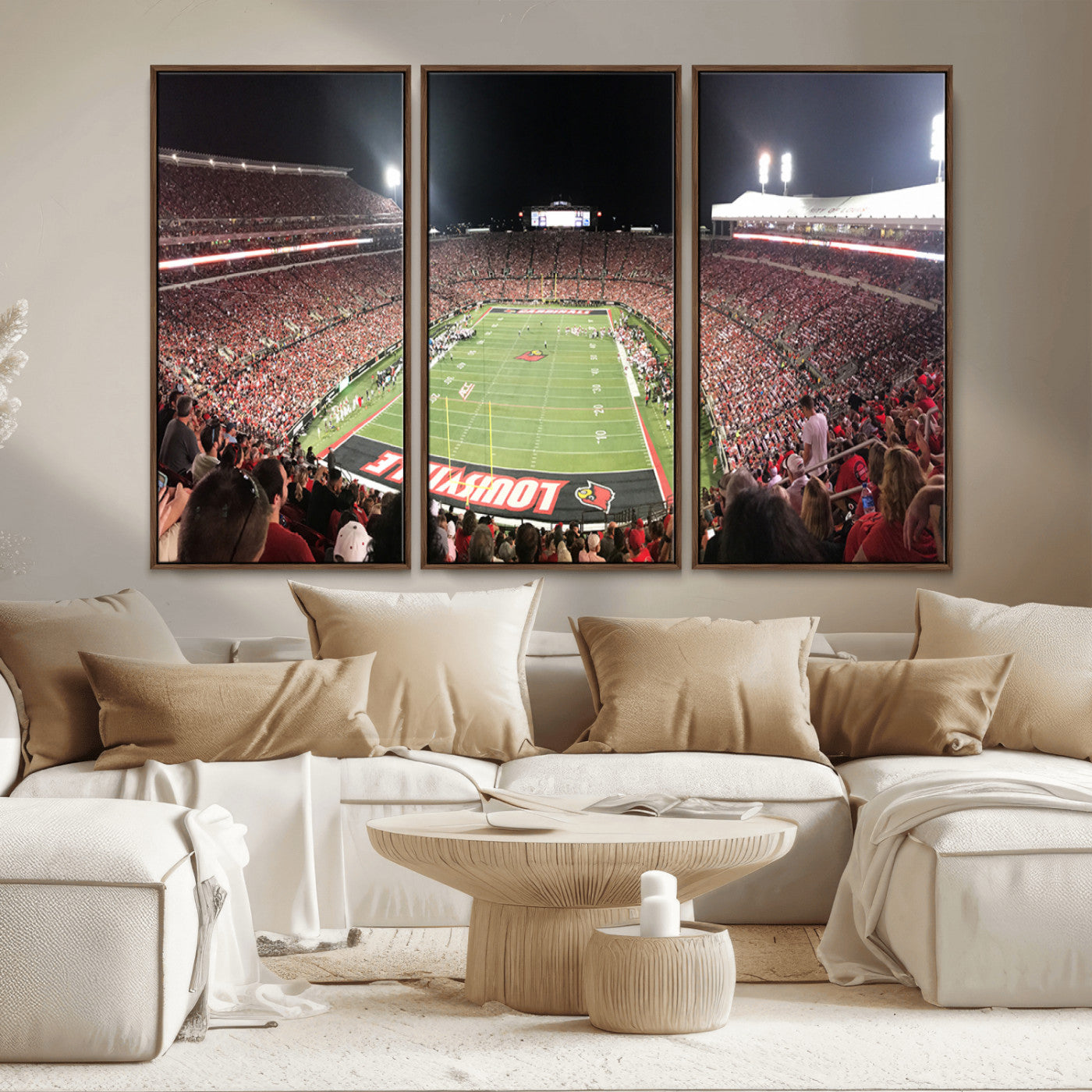 MGV-FC-48X32-3P - University of Louisville Cardinals Football Team Print - Louisville Cardinal Stadium Wall Art Canvas