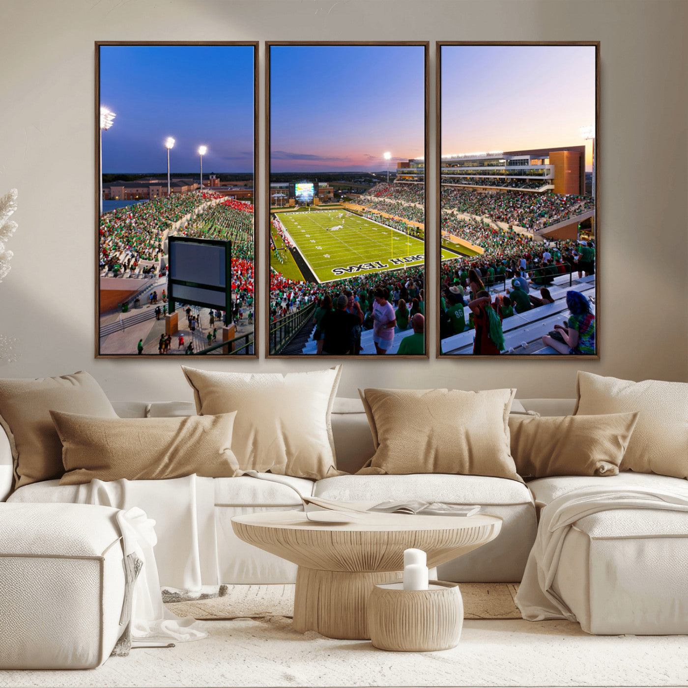 MGV-FC-48X32-3P - University of North Texas Mean Green Football Team Print - Denton DATCU Stadium Canvas Print Wall