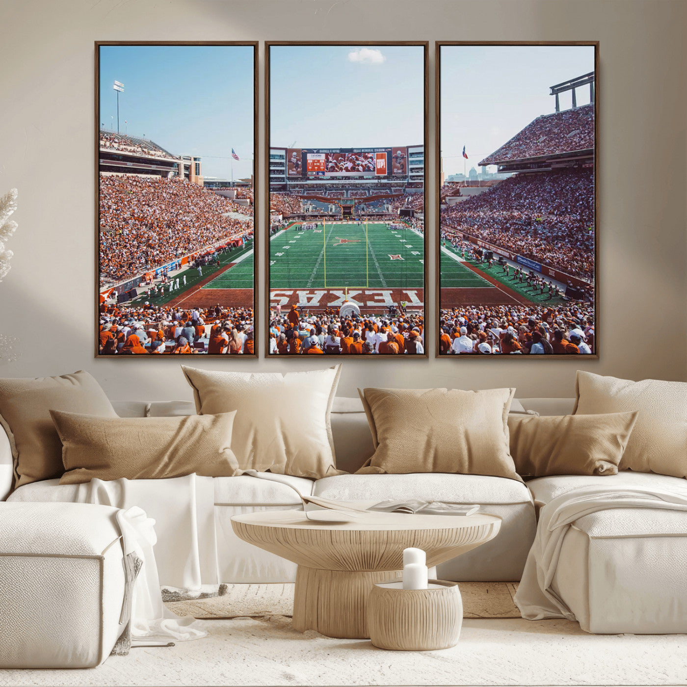 MGV-FC-48X32-3P - Framed Texas Memorial Stadium Canvas, University of Texas Longhorns Football Team Print - Austin