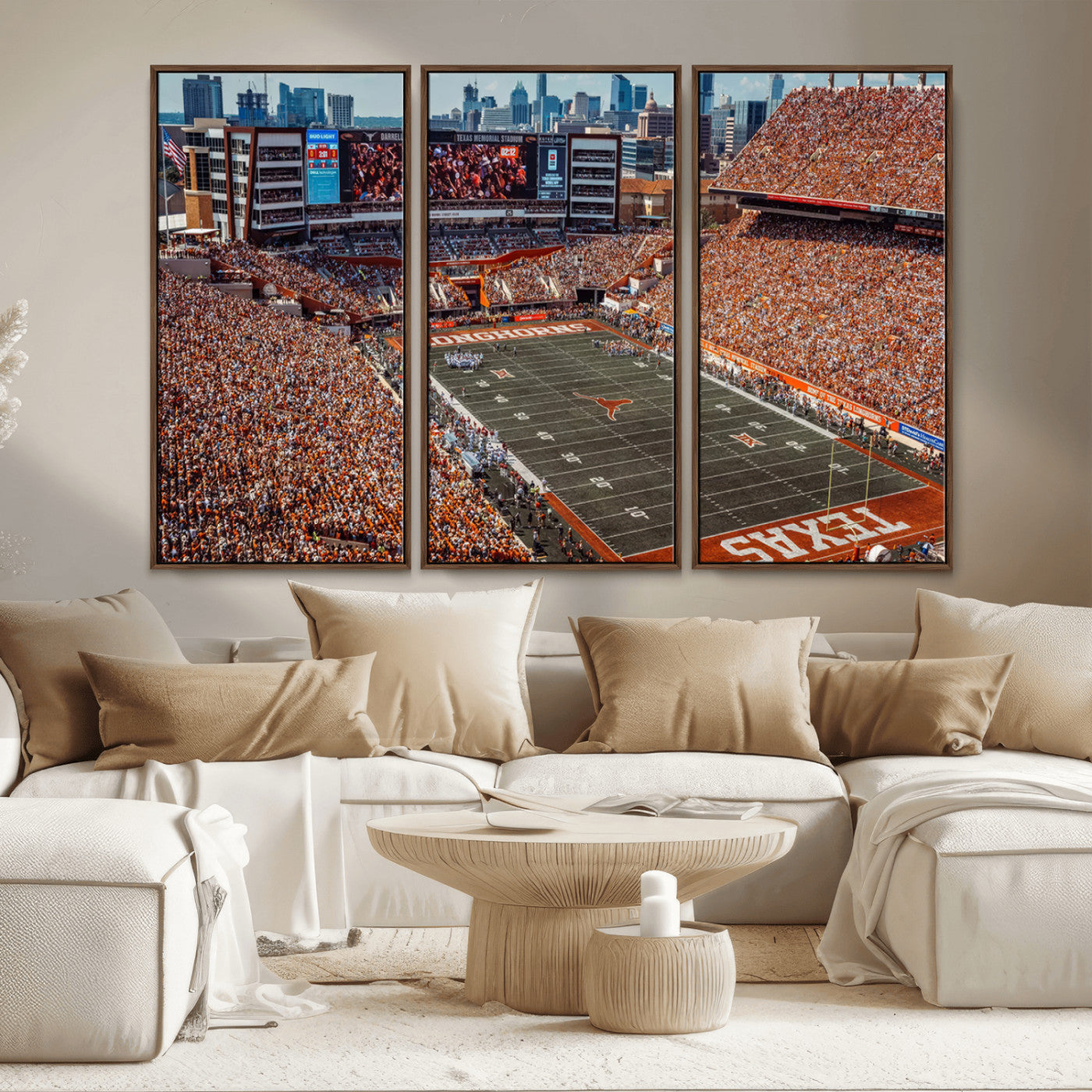 MGV-FC-48X32-3P - University of Texas Longhorns Football Team Print - Austin Darrell K Royal-Texas Memorial Stadium