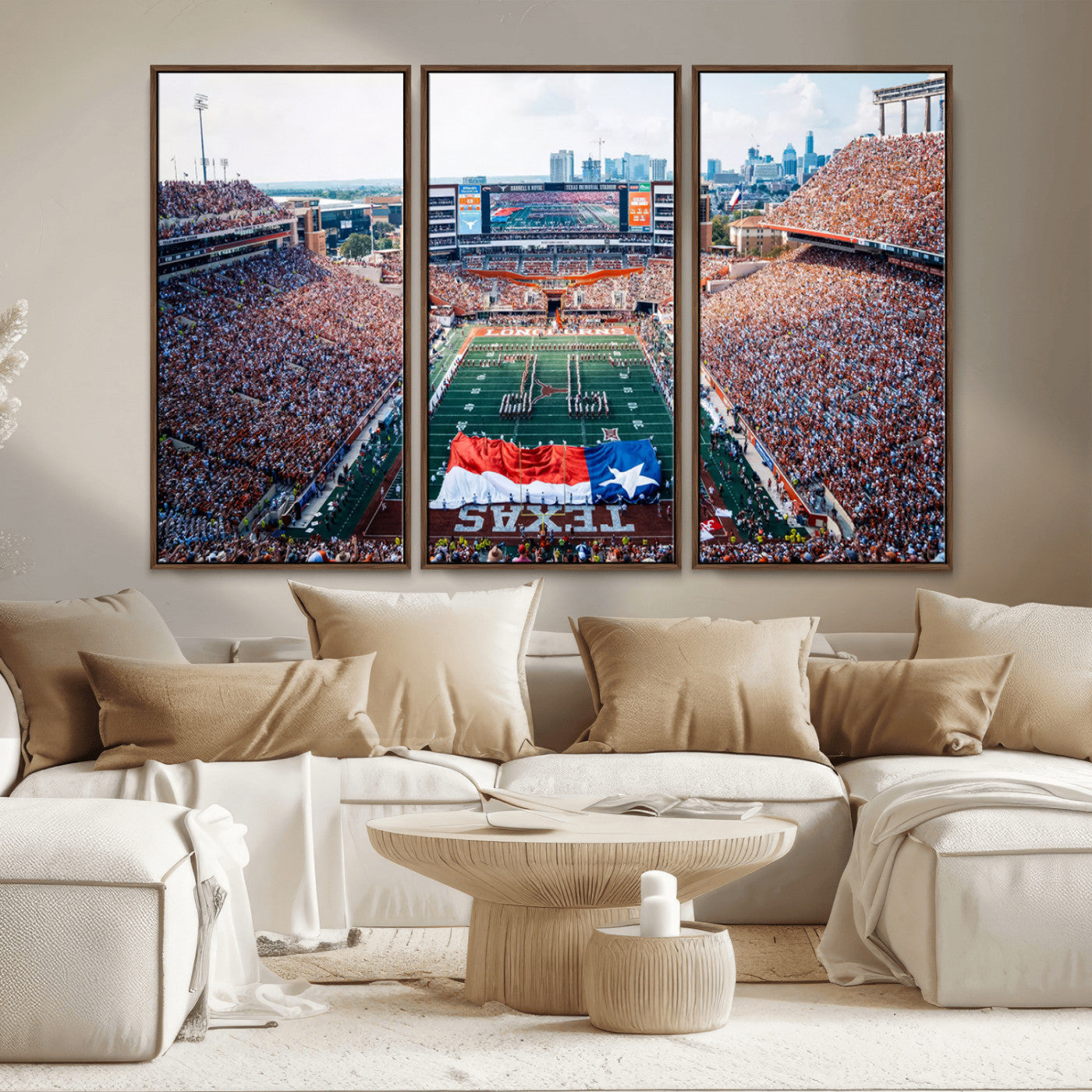 MGV-FC-48X32-3P - University of Texas Longhorns Football Team Canvas Print - Austin Darrell K Royal-Texas Memorial