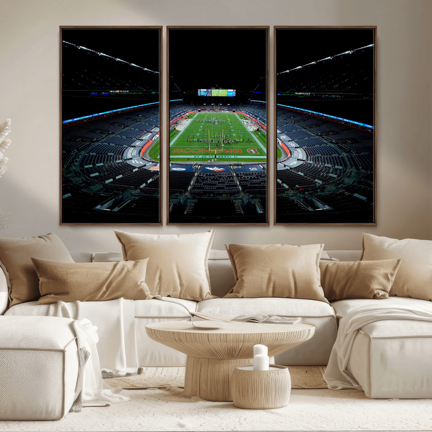 MGV-FC-48X32-3P - Denver Broncos Football Team Print Canvas- Denver Empower Field at Mile High Stadium Wall Art Canvas