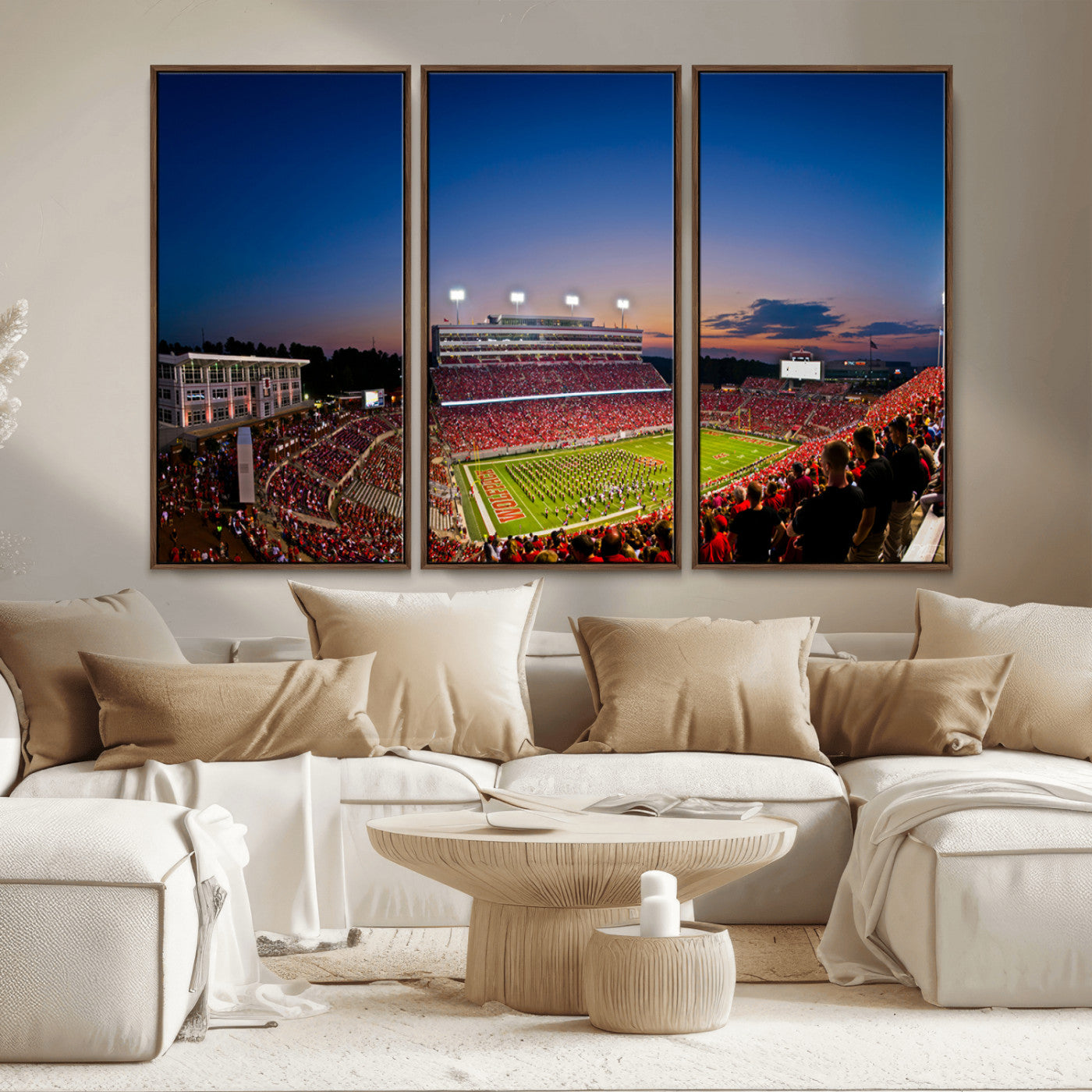 MGV-FC-48X32-3P - Wolfpack Football Team Wall Art Print - Raleigh Carter-Finley Stadium Wall Art Canvas Print