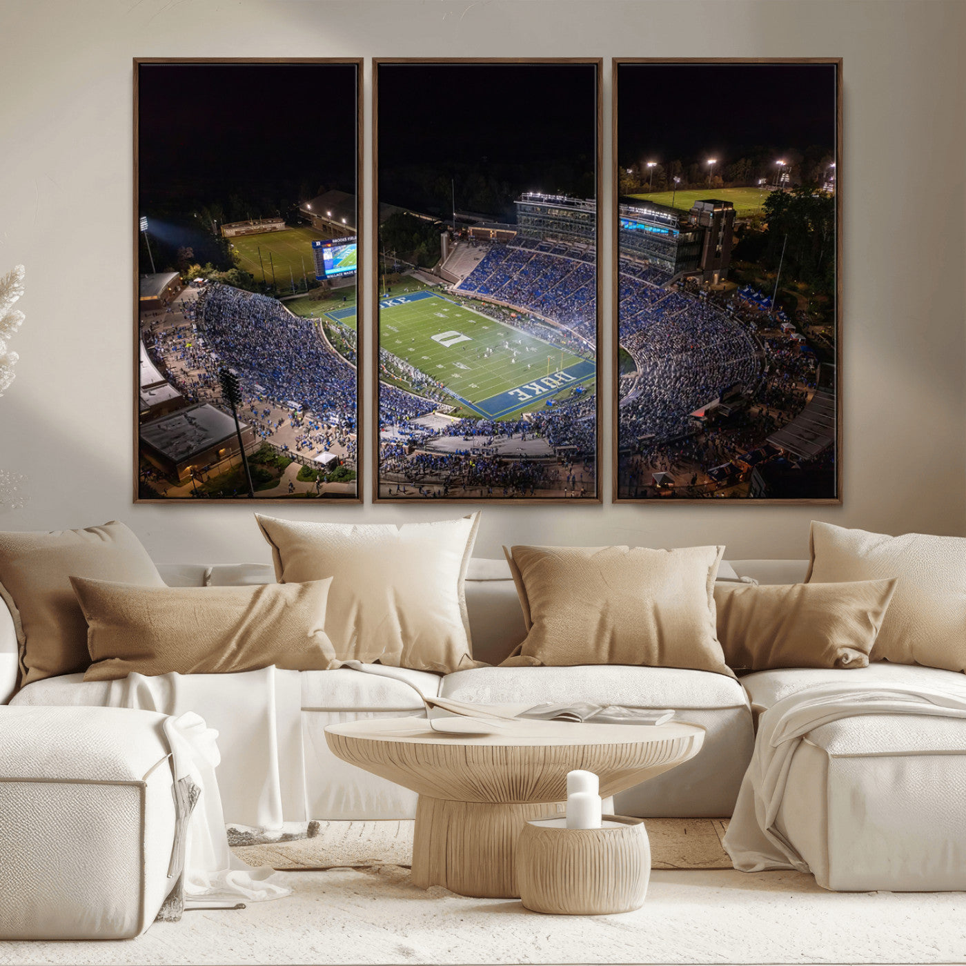 MGV-FC-48X32-3P - Duke University Blue Devils Football Print Canvas - Durham Wallace Wade Stadium Wall Art Canvas
