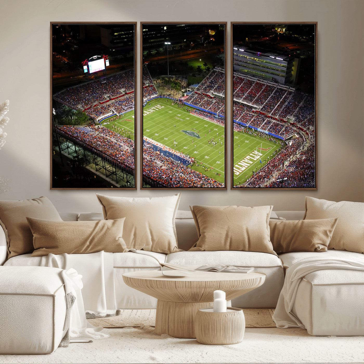 MGV-FC-48X32-3P - Florida Atlantic University Owls Canvas Print, Football Team Print - Boca Raton FAU Stadium Wall Art