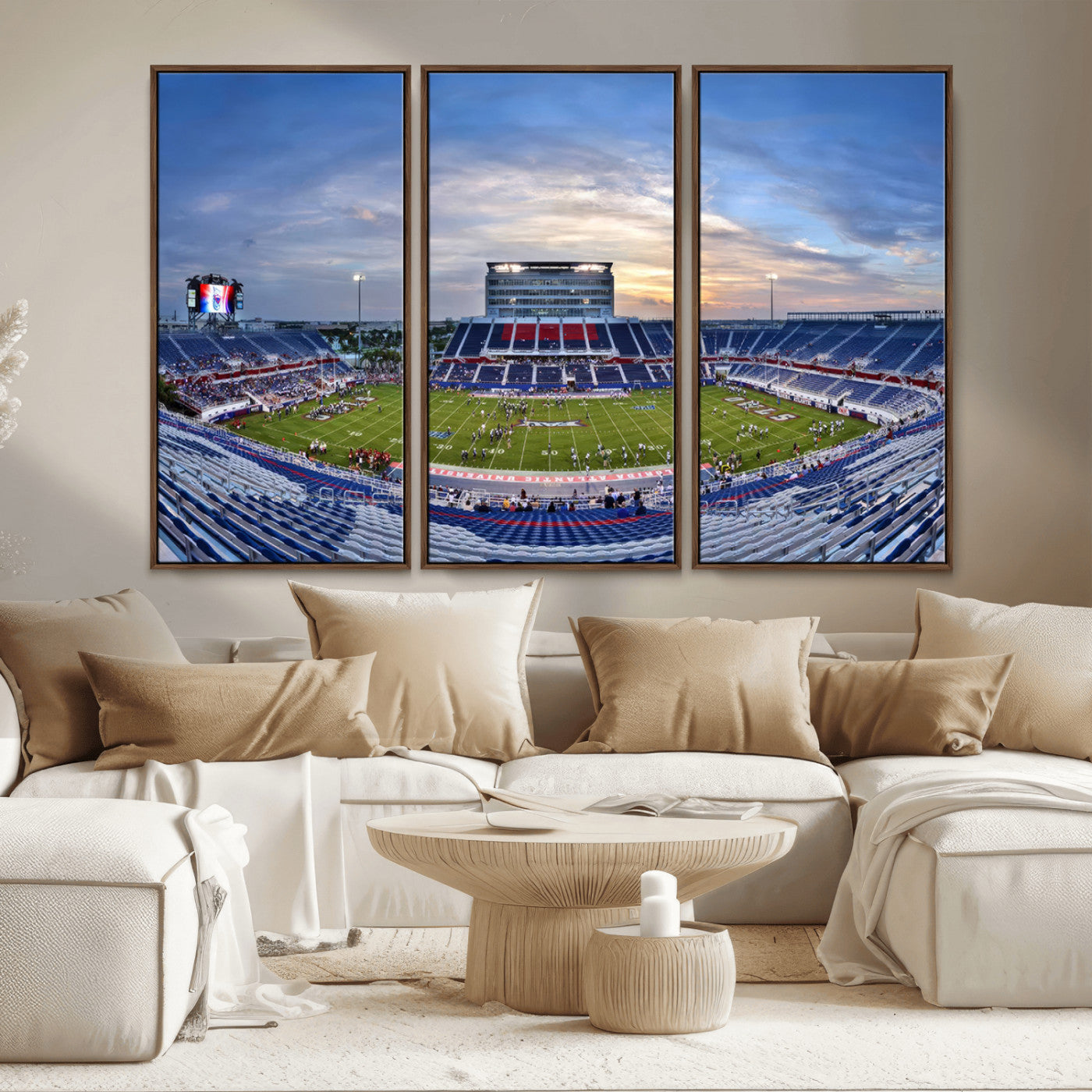 MGV-FC-48X32-3P - Florida Atlantic University Owls Football Team Print - Boca Raton FAU Stadium Wall Art Canvas Print