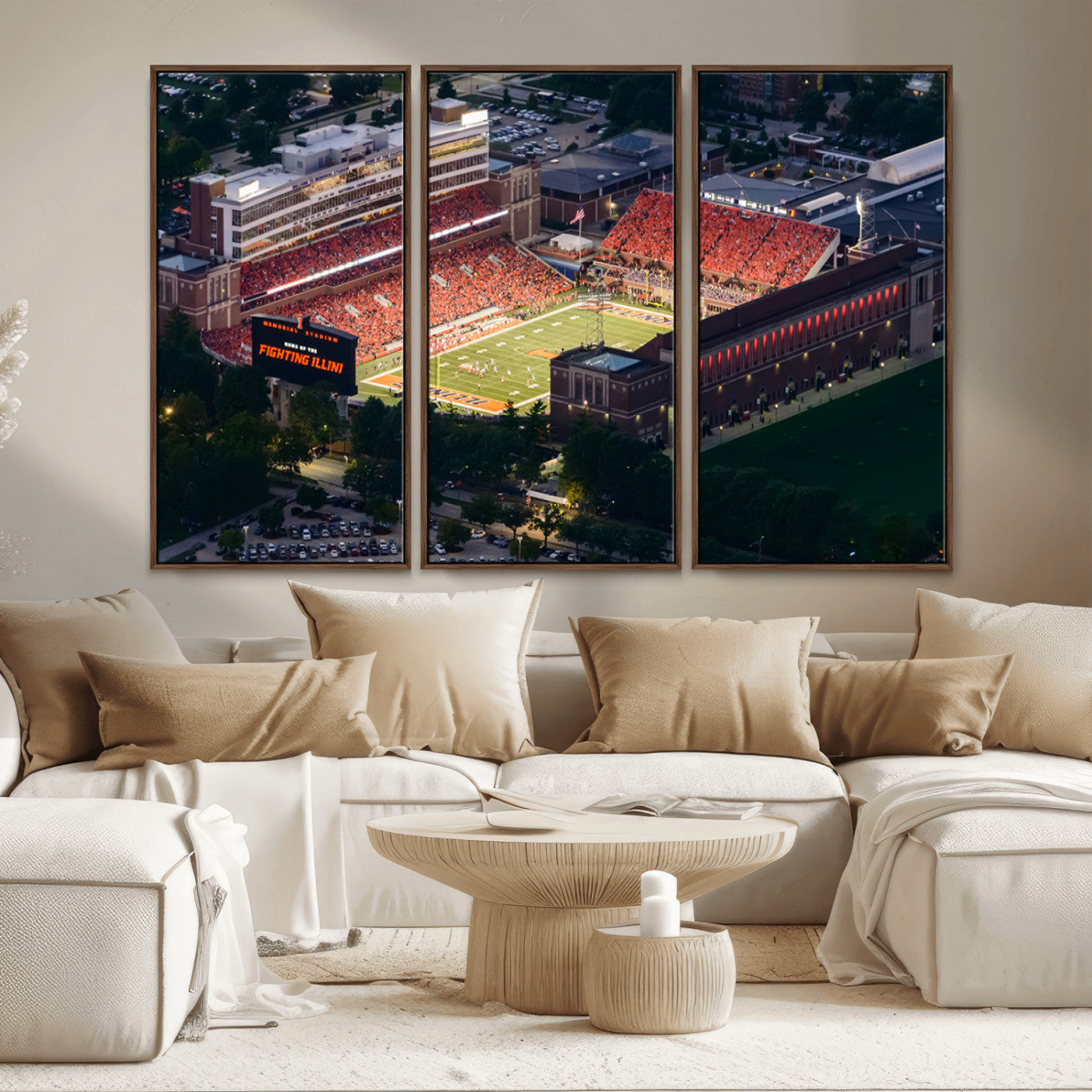 MGV-FC-48X32-3P - University of Illinois Fighting Illini Football Team Print - Champaign Illinois Memorial Stadium