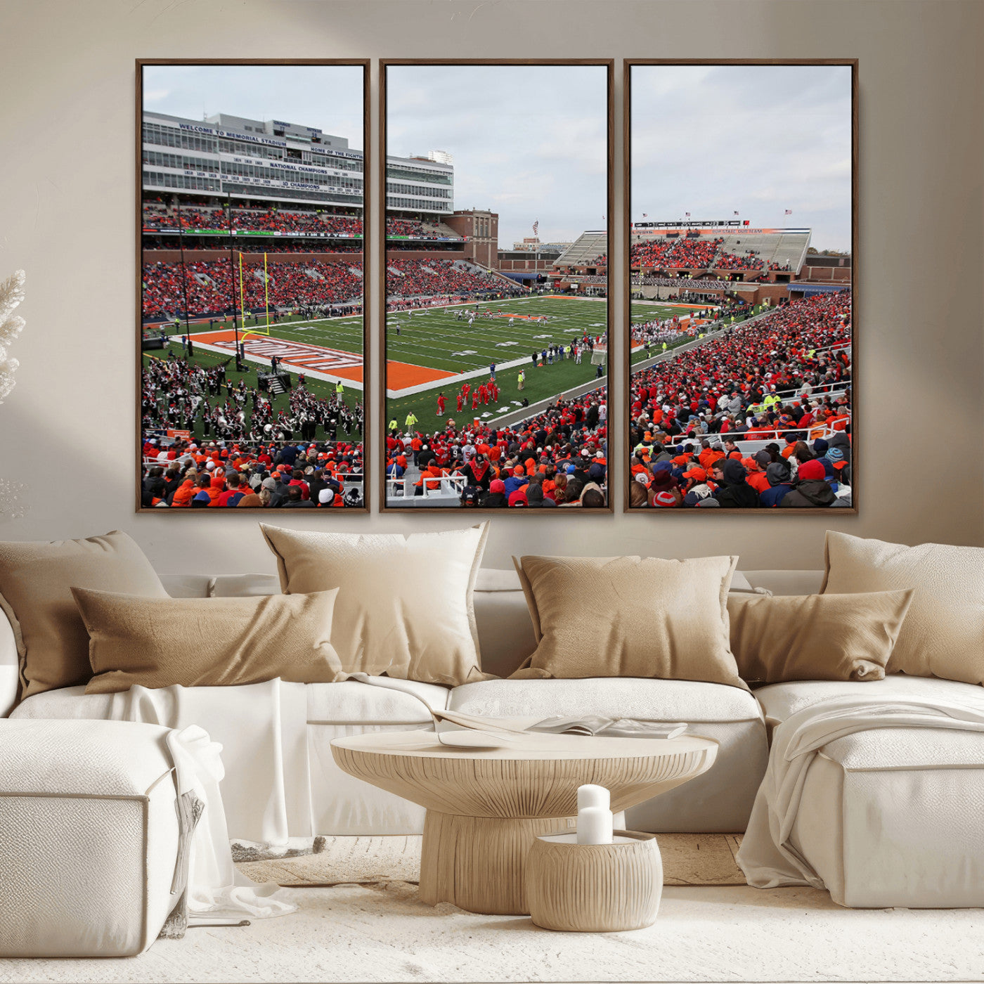 MGV-FC-48X32-3P - University of Illinois Fighting Illini Football Team Print - Champaign Illinois Memorial Stadium