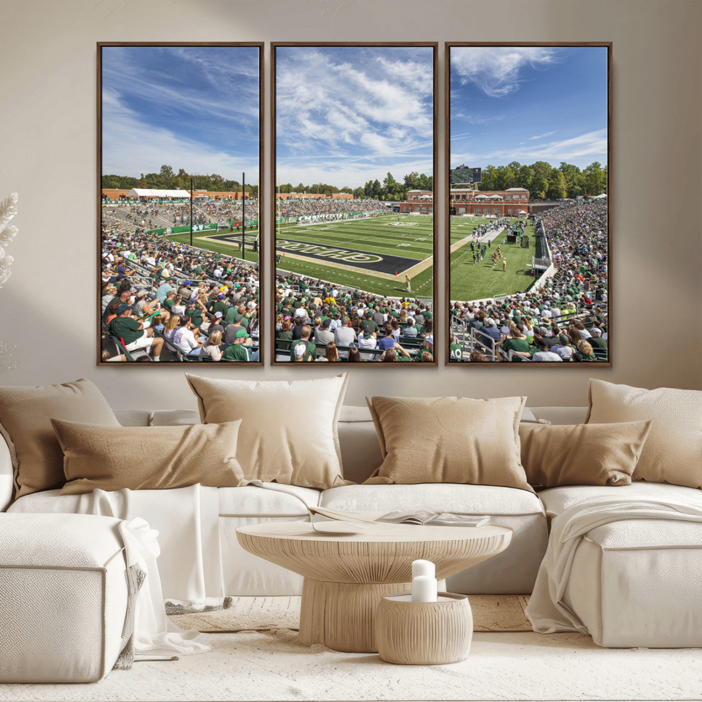 MGV-FC-48X32-3P - University of Charlotte 49ers Football Team Print - Charlotte Jerry Richardson Stadium Canvas Print