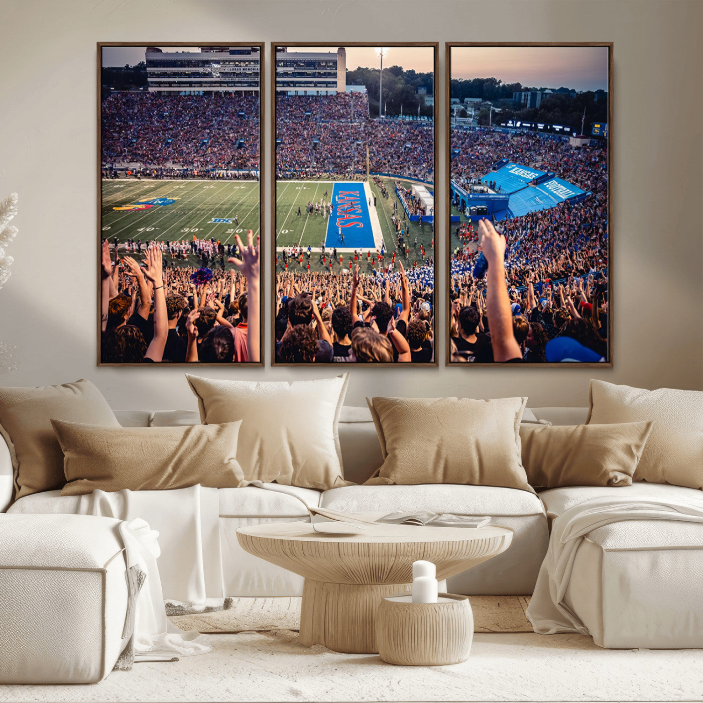 MGV-FC-48X32-3P - University of Kansas Jayhawks Football Team Art Print - Lawrence Kansas Memorial Stadium Wall Art