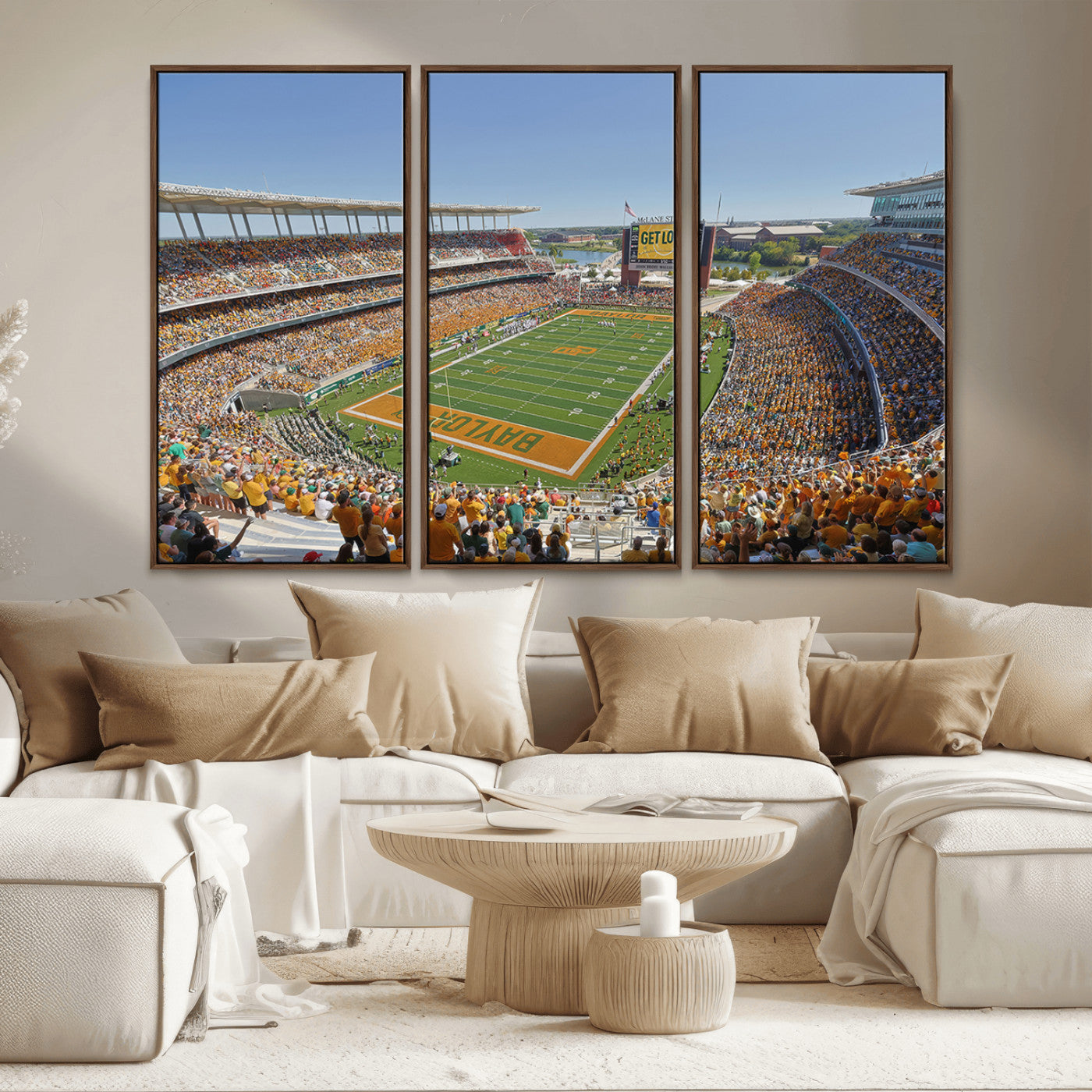 MGV-FC-48X32-3P - Baylor University Bears Football Team Print - Waco McLane Stadium Wall Art Canvas Print