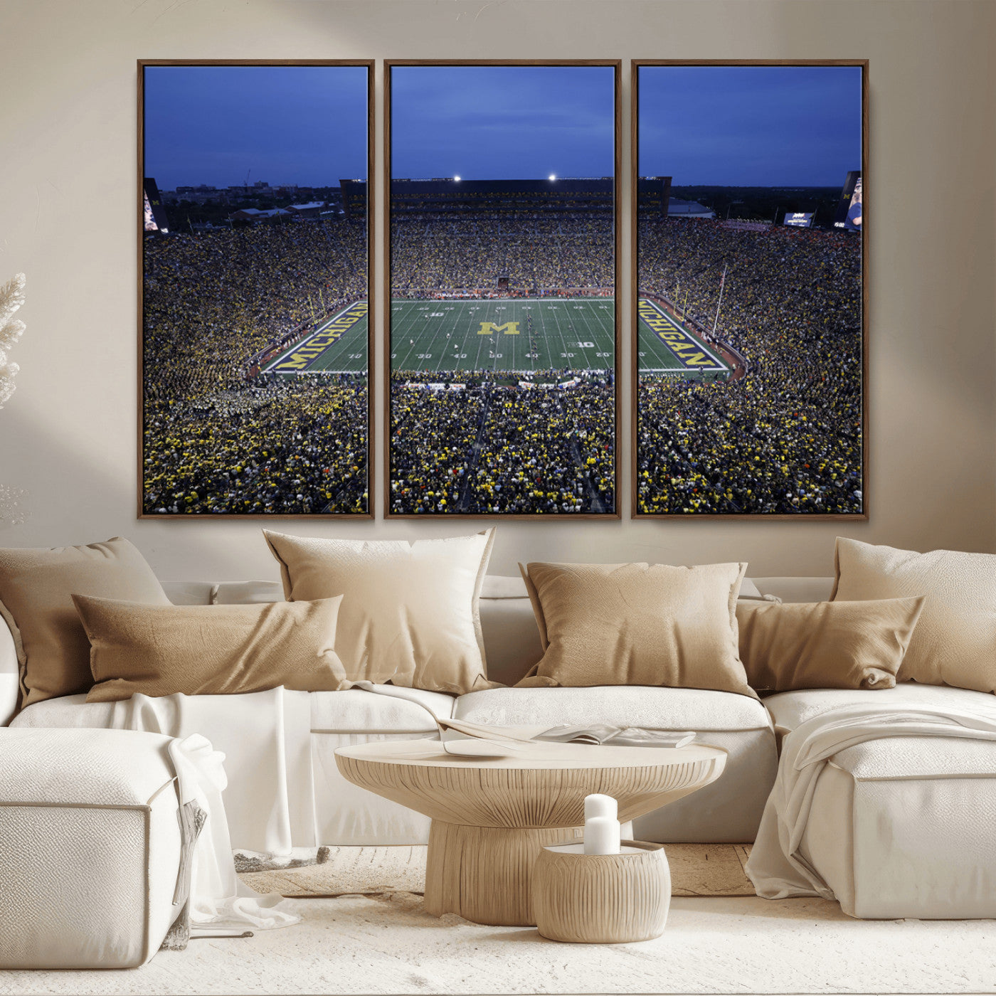 MGV-FC-48X32-3P - University of Michigan Wolverines Football Team Print - Ann Arbor Michigan Stadium Wall Art Canvas