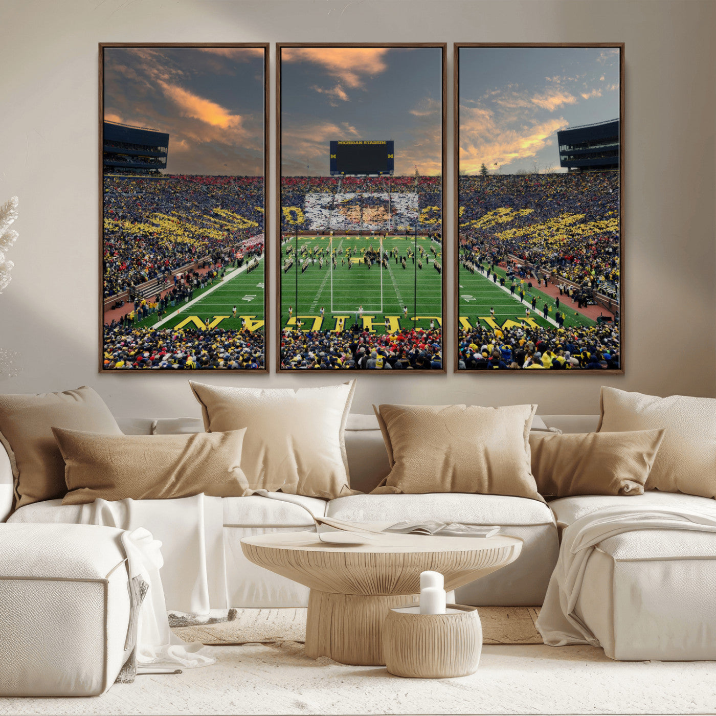 MGV-FC-48X32-3P - University of Michigan Wolverines Print Canvas, Football Team Print - Ann Arbor Michigan Stadium